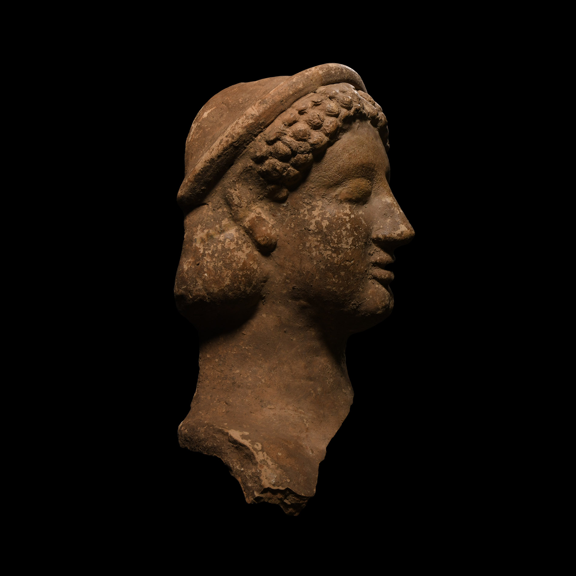 Greek Terracotta Head Fragment