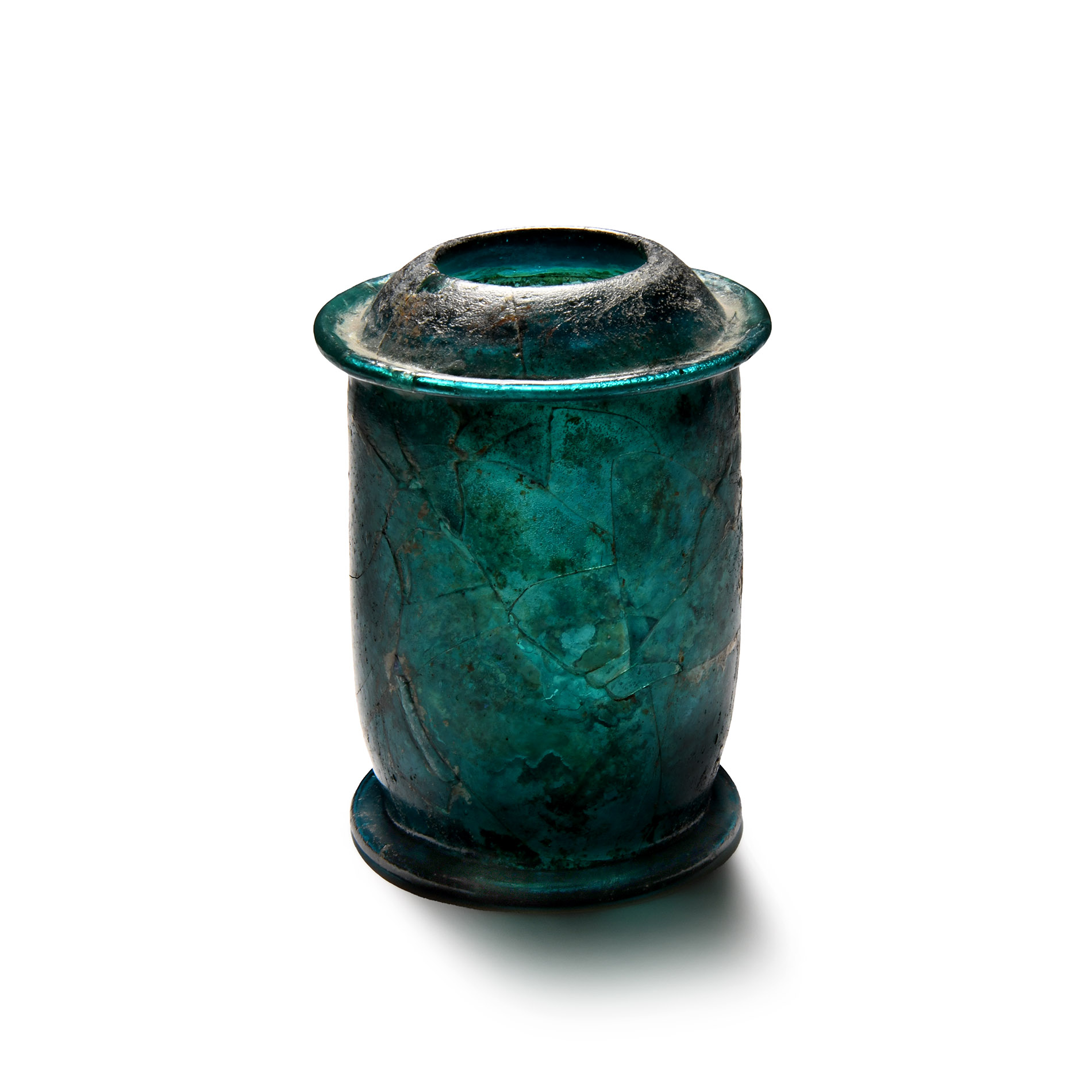 Roman Turquoise Glass Pyxis