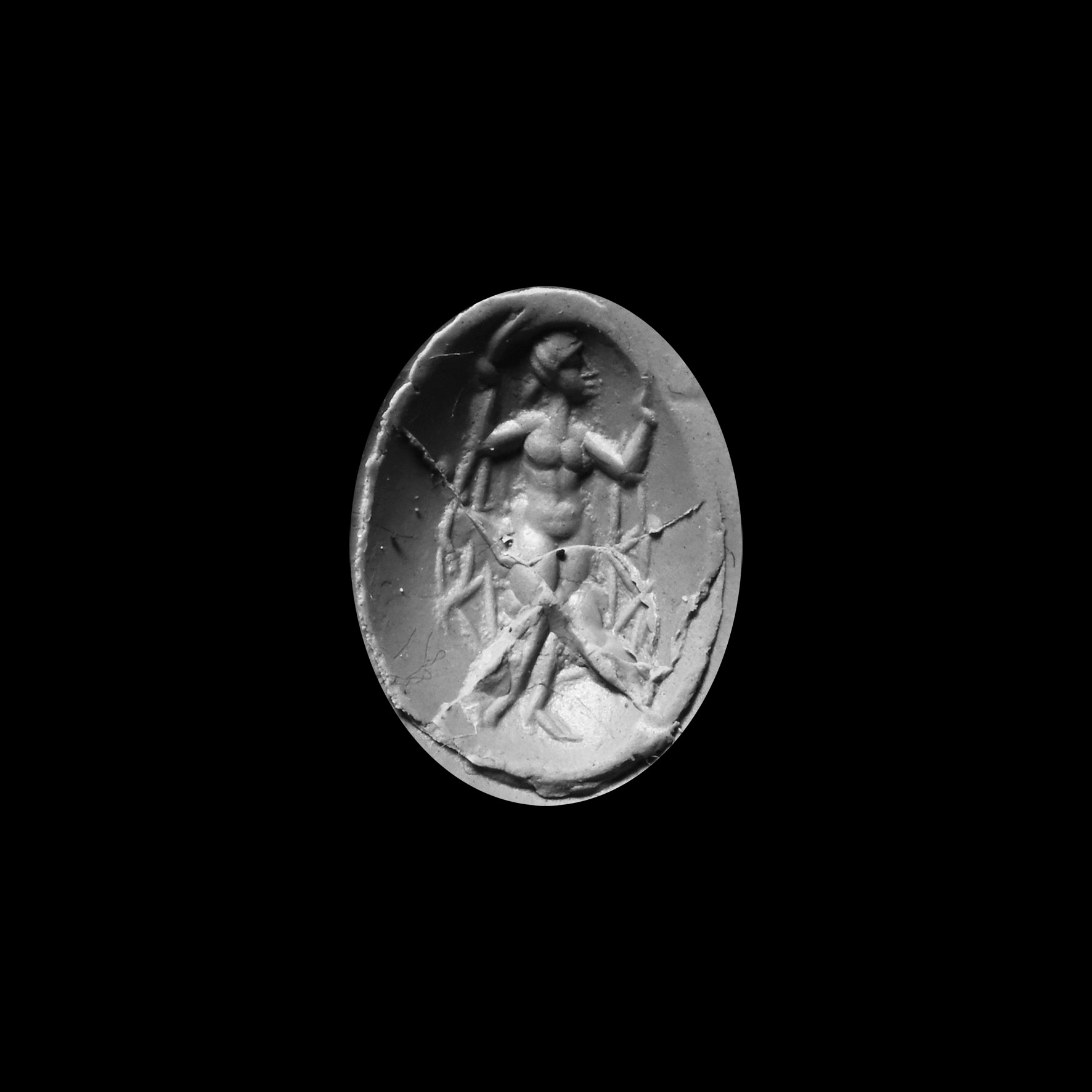 Sassanian Gold Ring with Garnet Intaglio