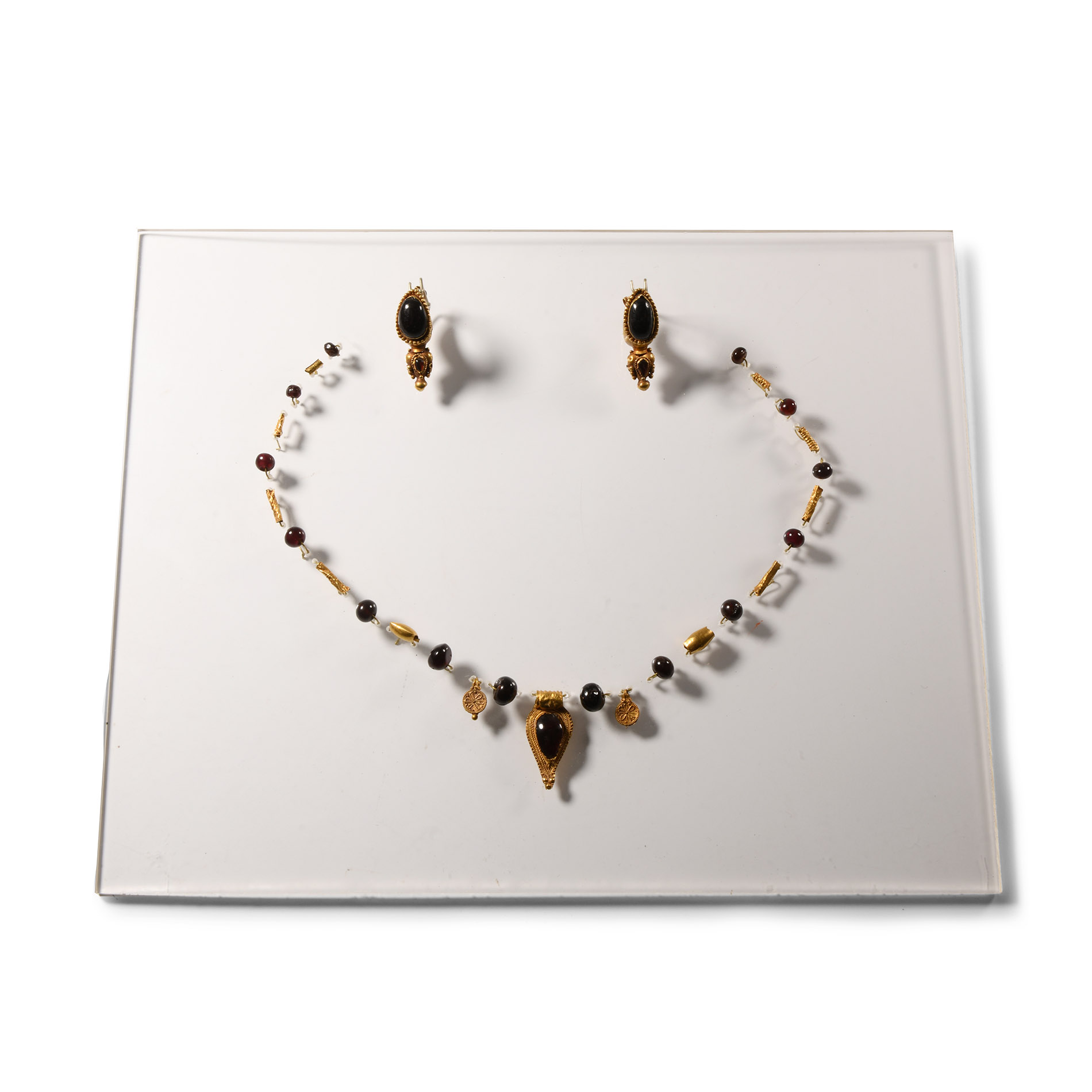 Roman Gold Necklace Element and Earring Set