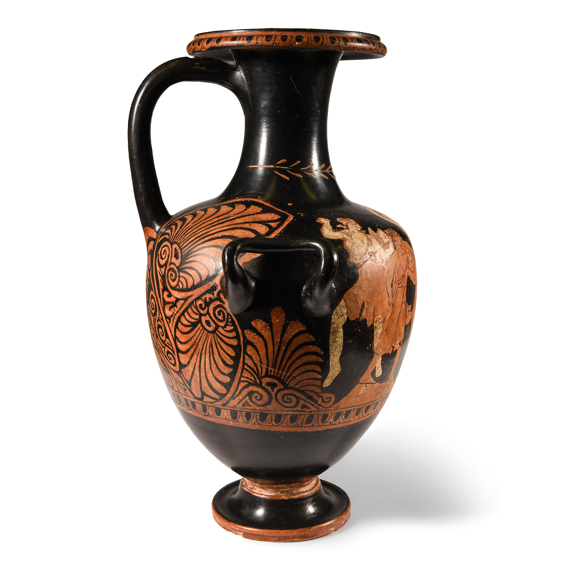 Greek Red-Figure Hydria with Combat Scene Between Amazons and Greek or Trojan Heroes
