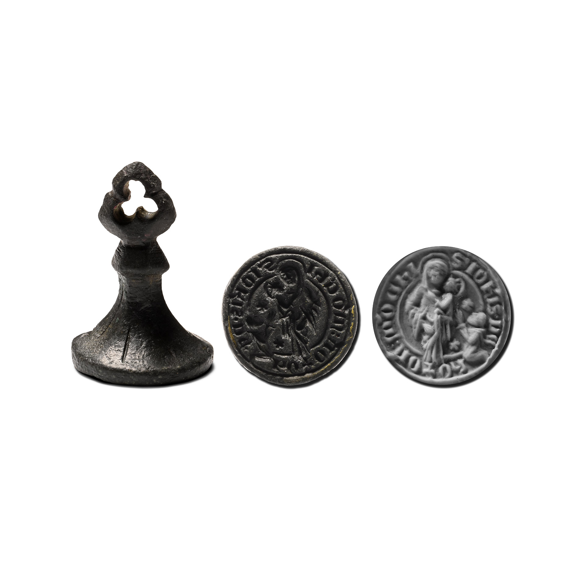 Medieval Bronze Round Seal Matrix for John Monk of Hoxne