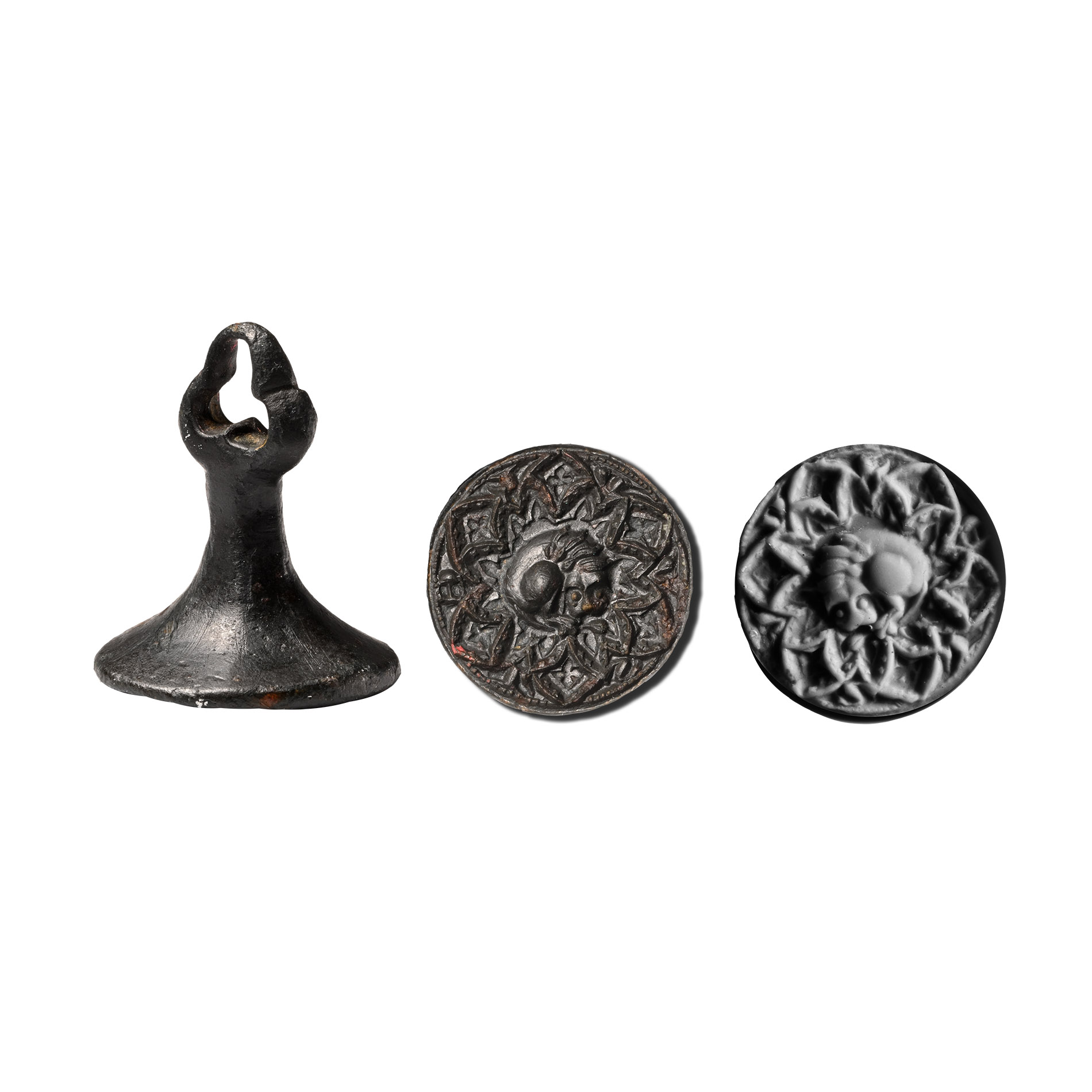 Medieval Bronze Round Seal Matrix with Lion