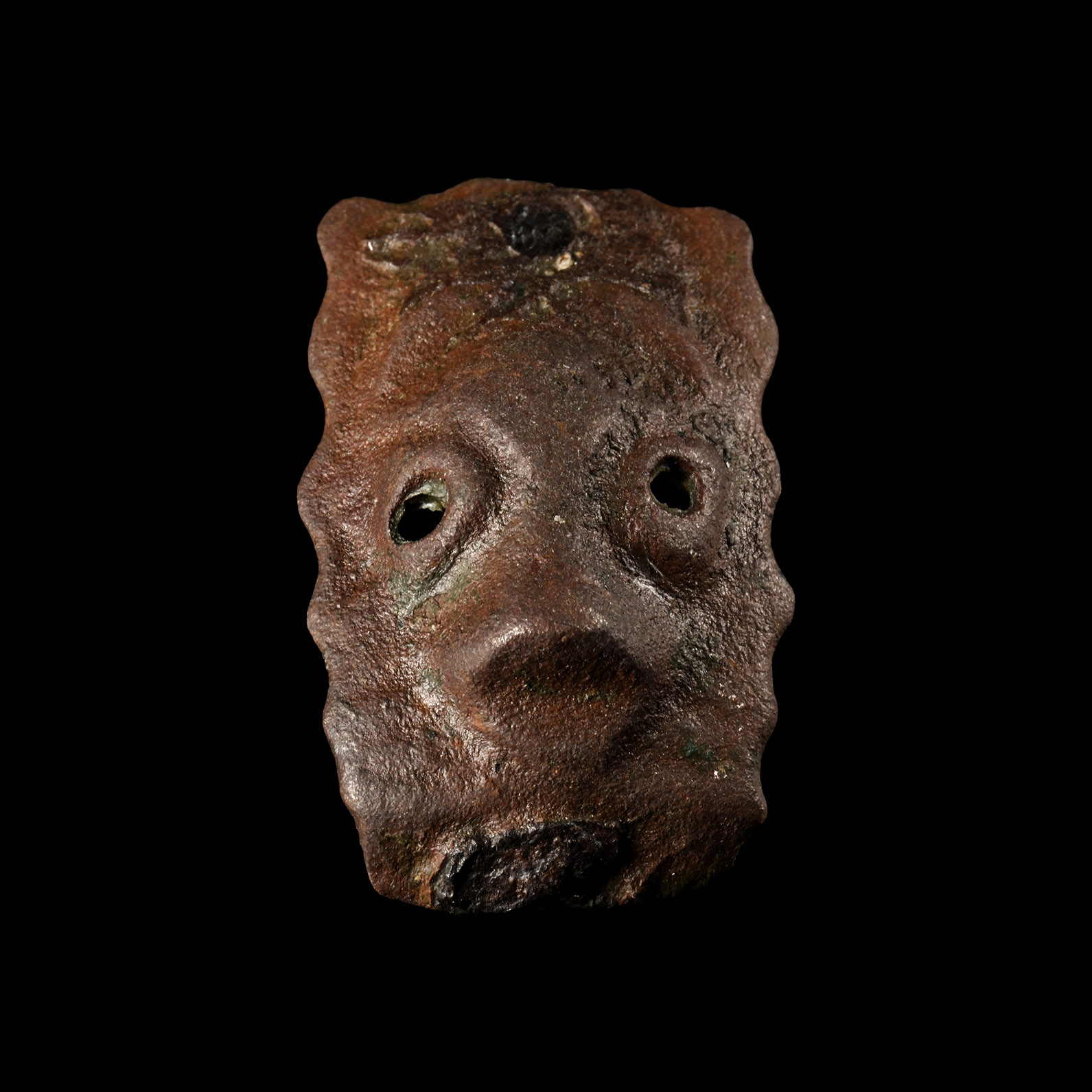 Anglo-Scandinavian Viking Bronze Stirrup Mount with Face