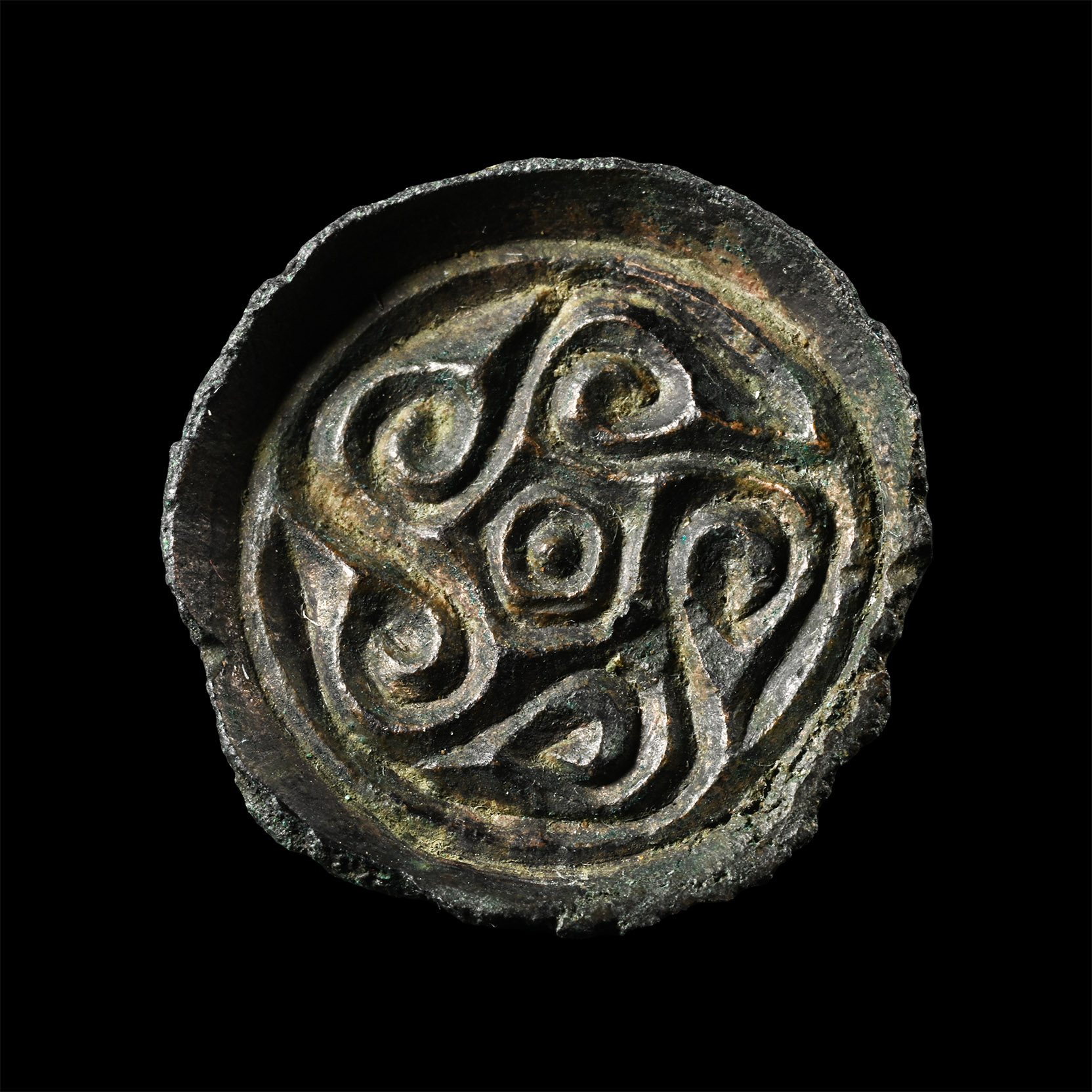 Anglo-Saxon Bronze Saucer Brooch with Running Spirals