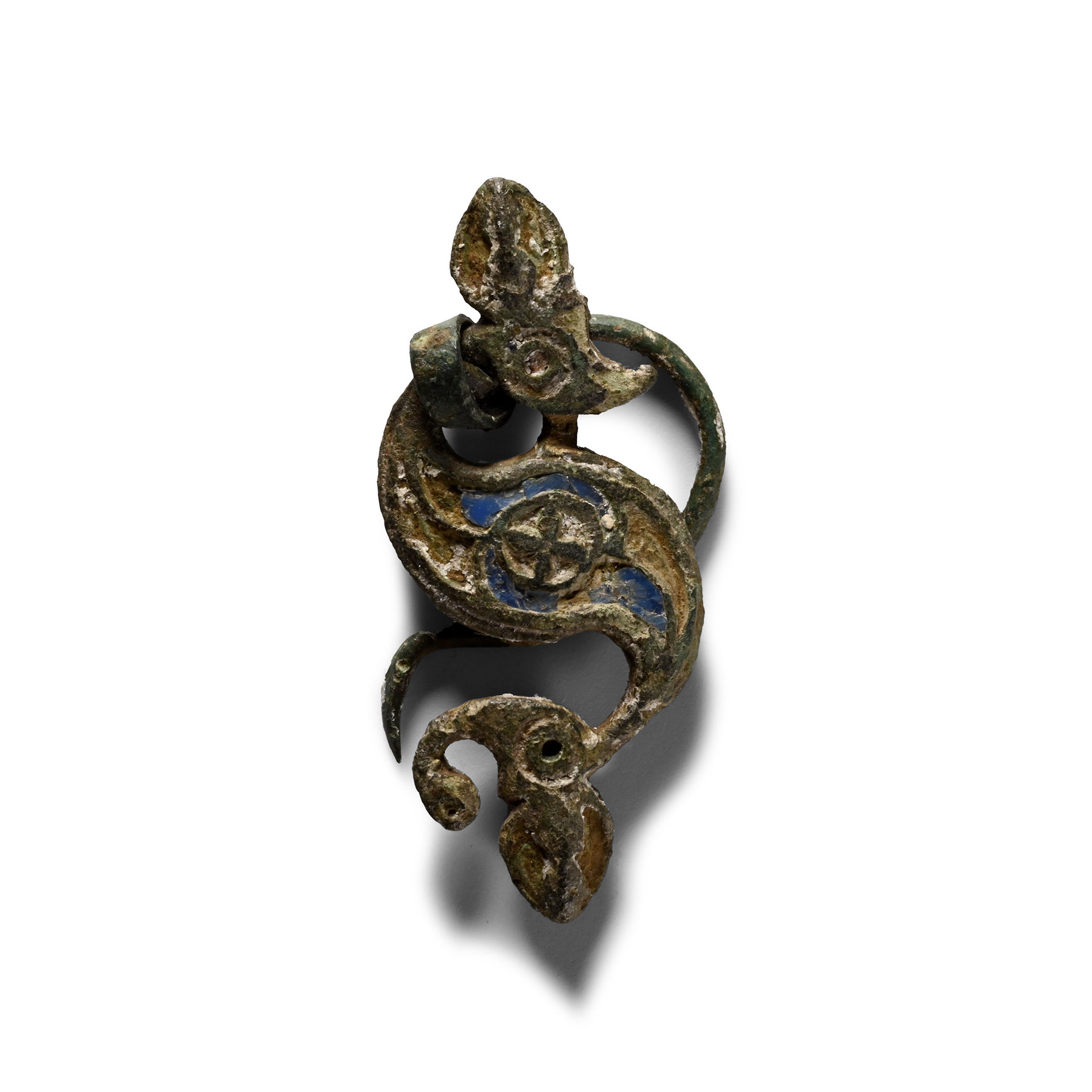 Iron Age British Celtic Enamelled Bronze Dragonesque Brooch