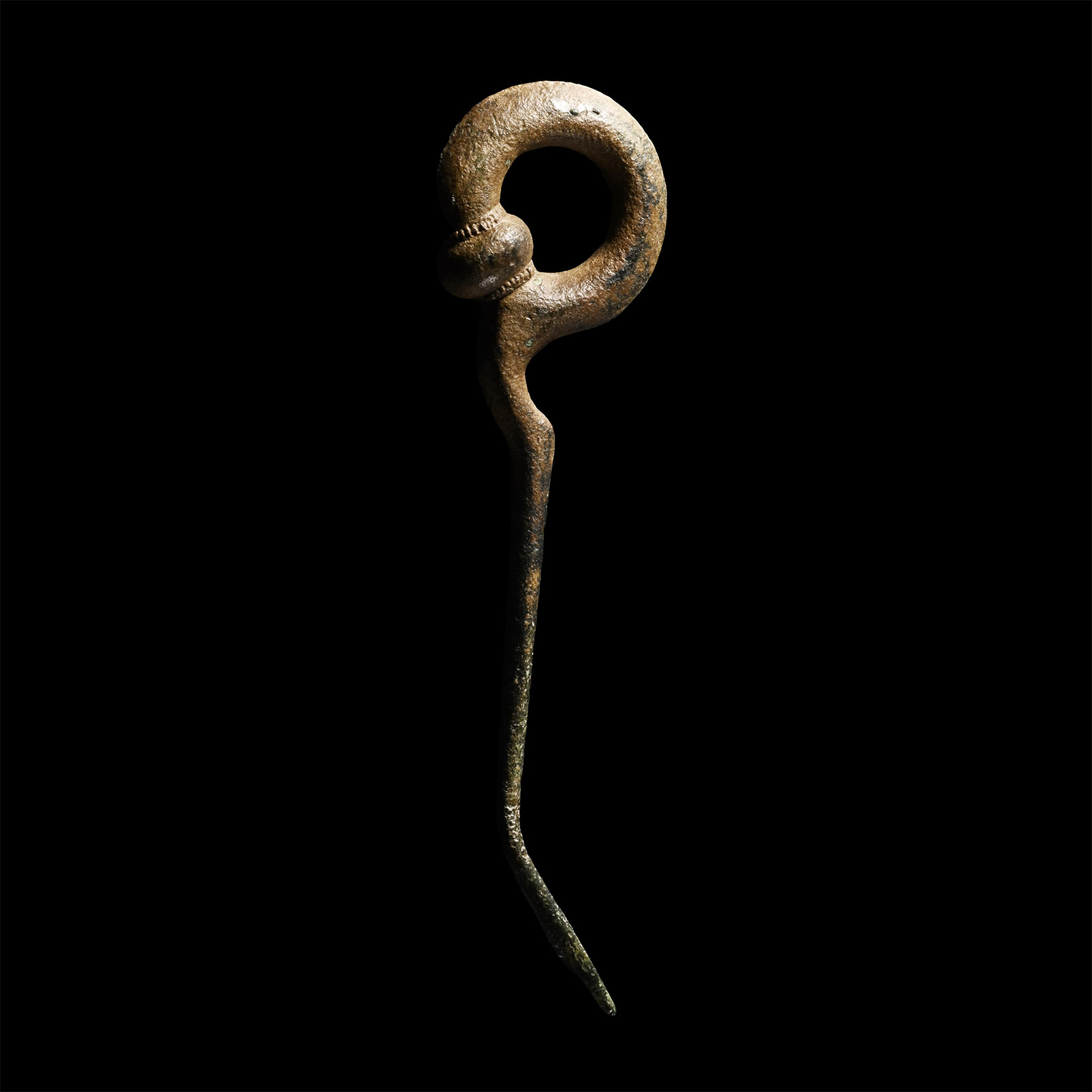 Iron Age British Celtic Bronze Decorated Ring-Headed Pin