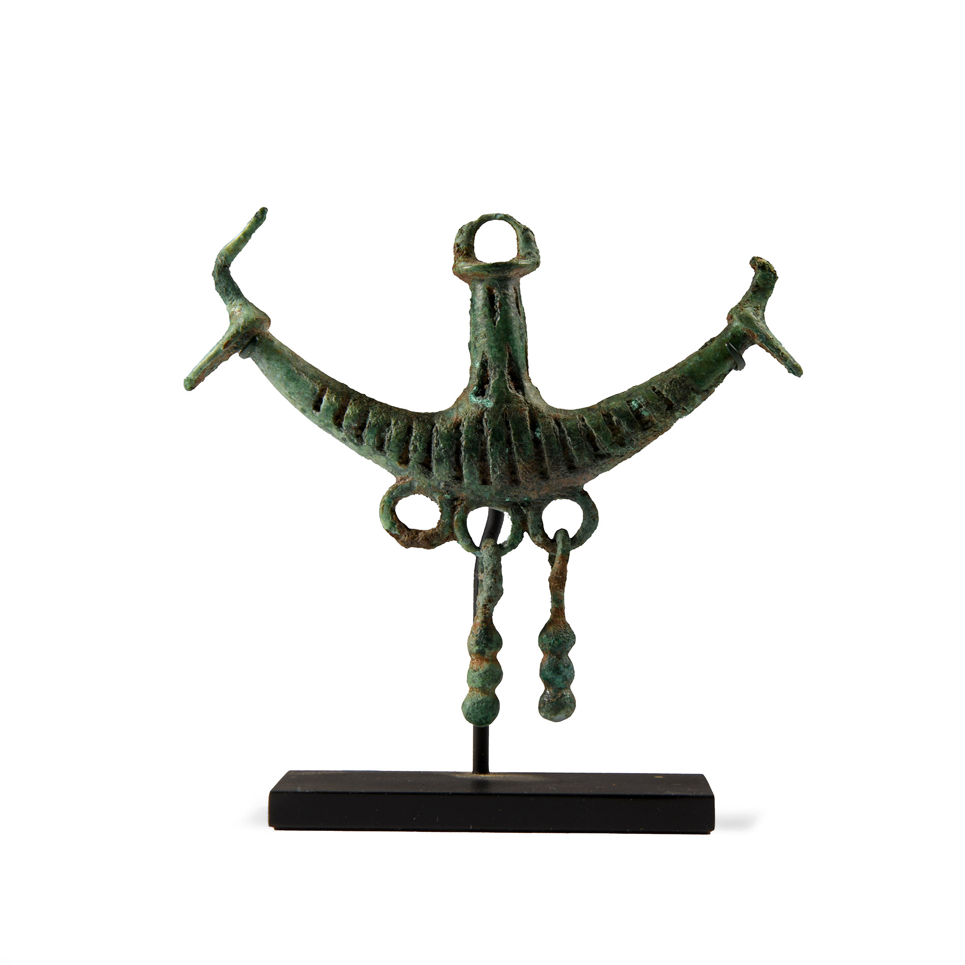 Archaic Greek Bronze Attachment with Animal Heads