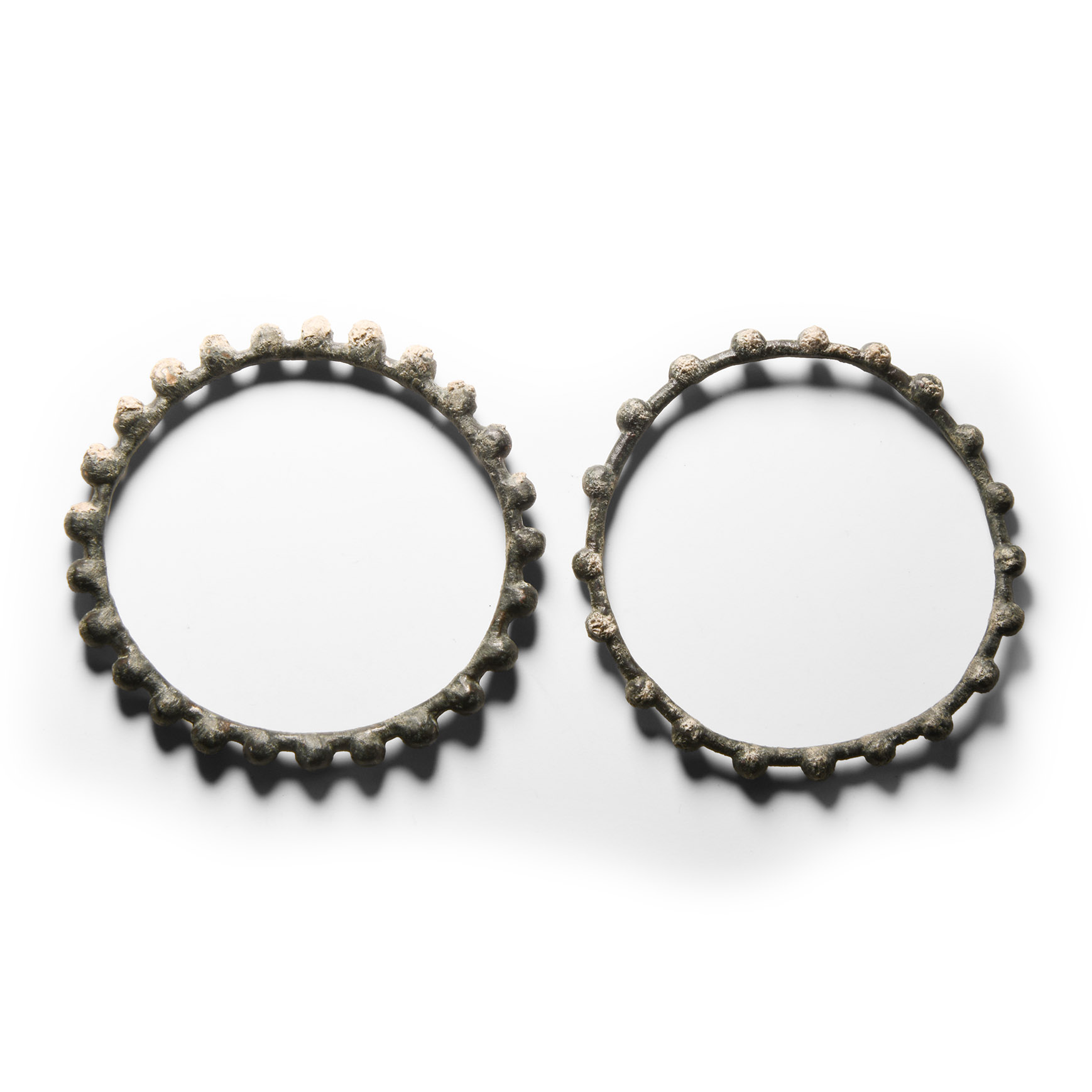 Western Asiatic Bronze Knobbed Bracelet Pair