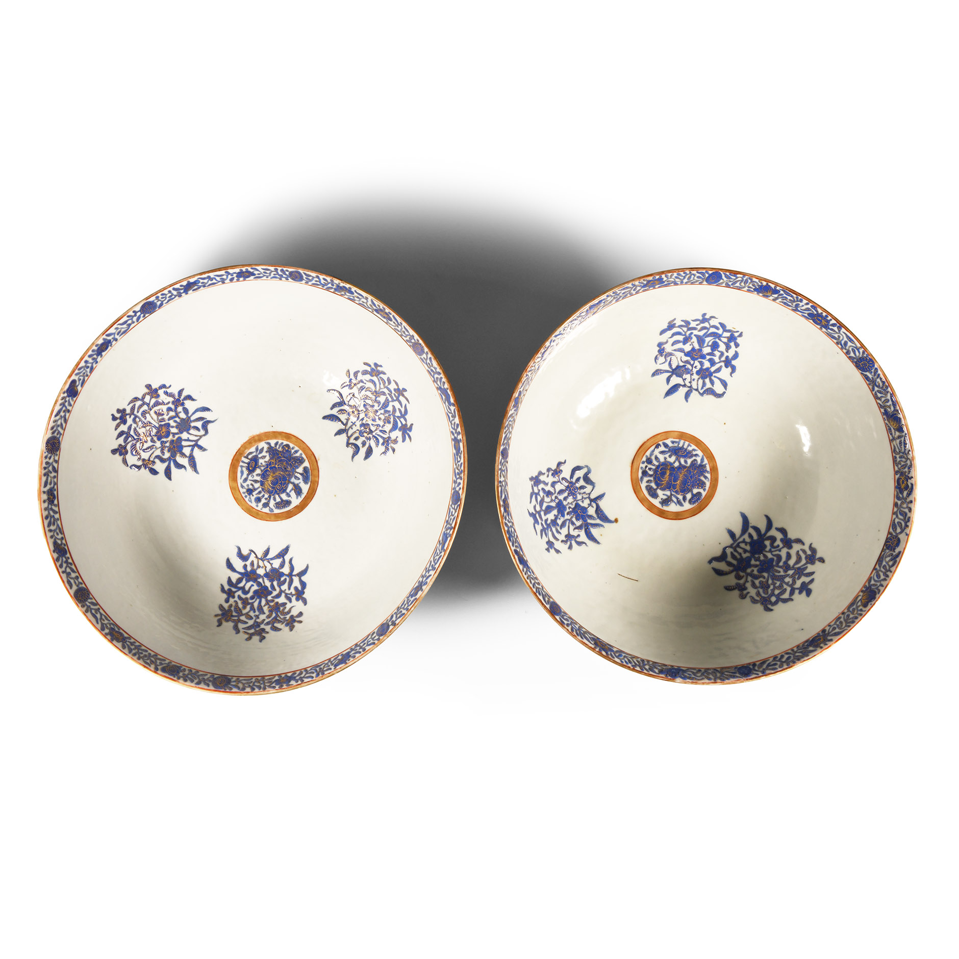 Large Chinese Decorated Porcelain Bowl Pair