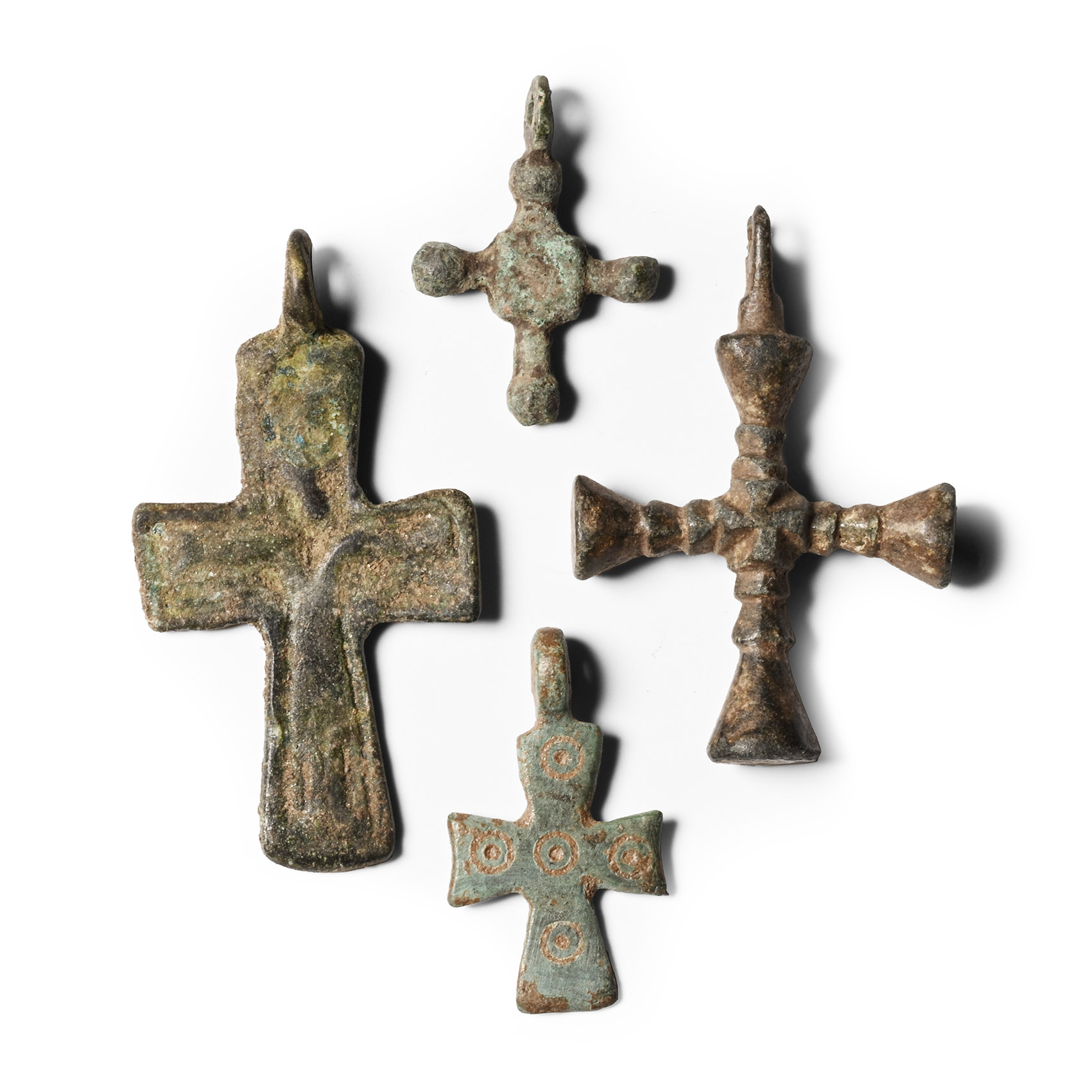 Byzantine Bronze Cross Pendant Group