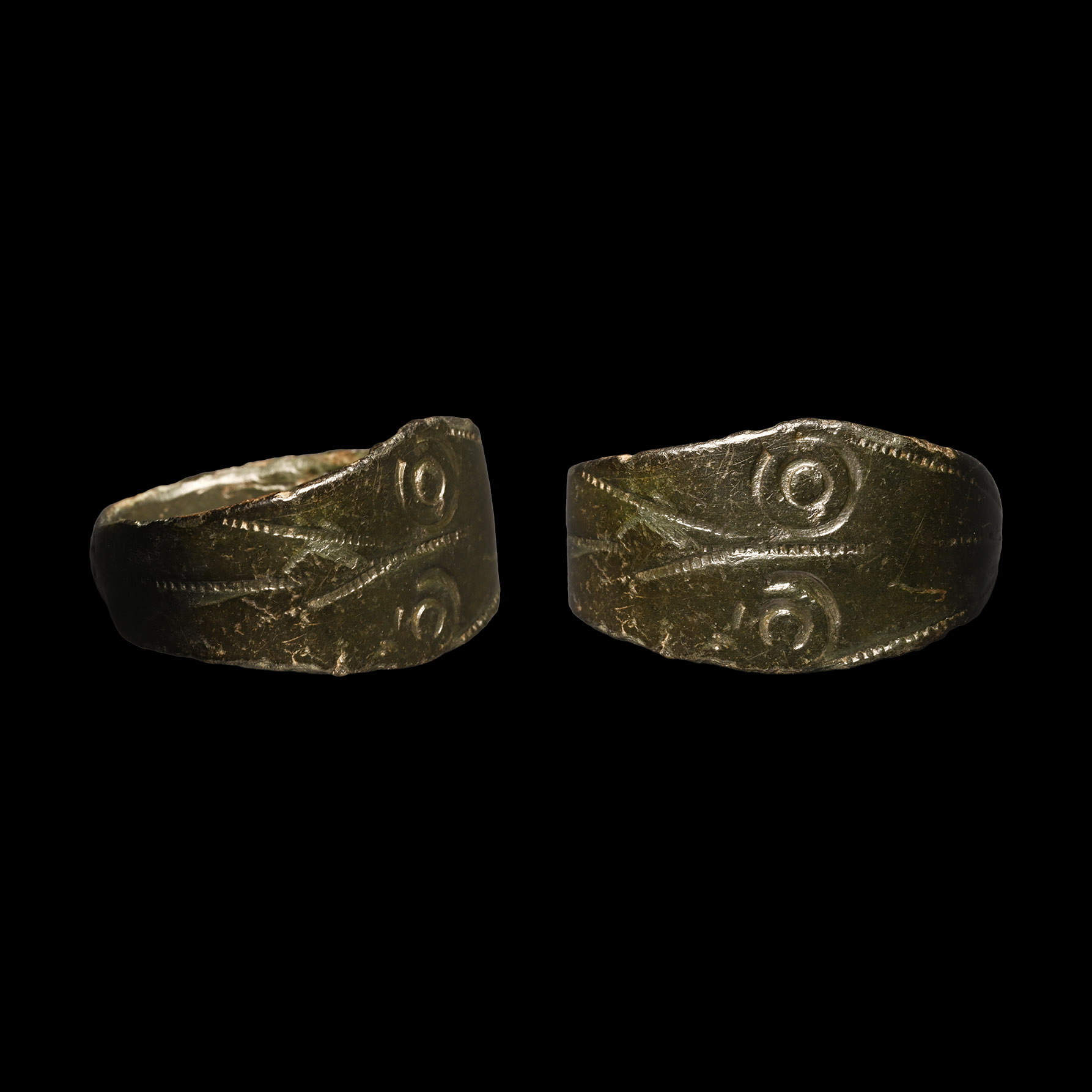 Greek Bronze Ring with Face