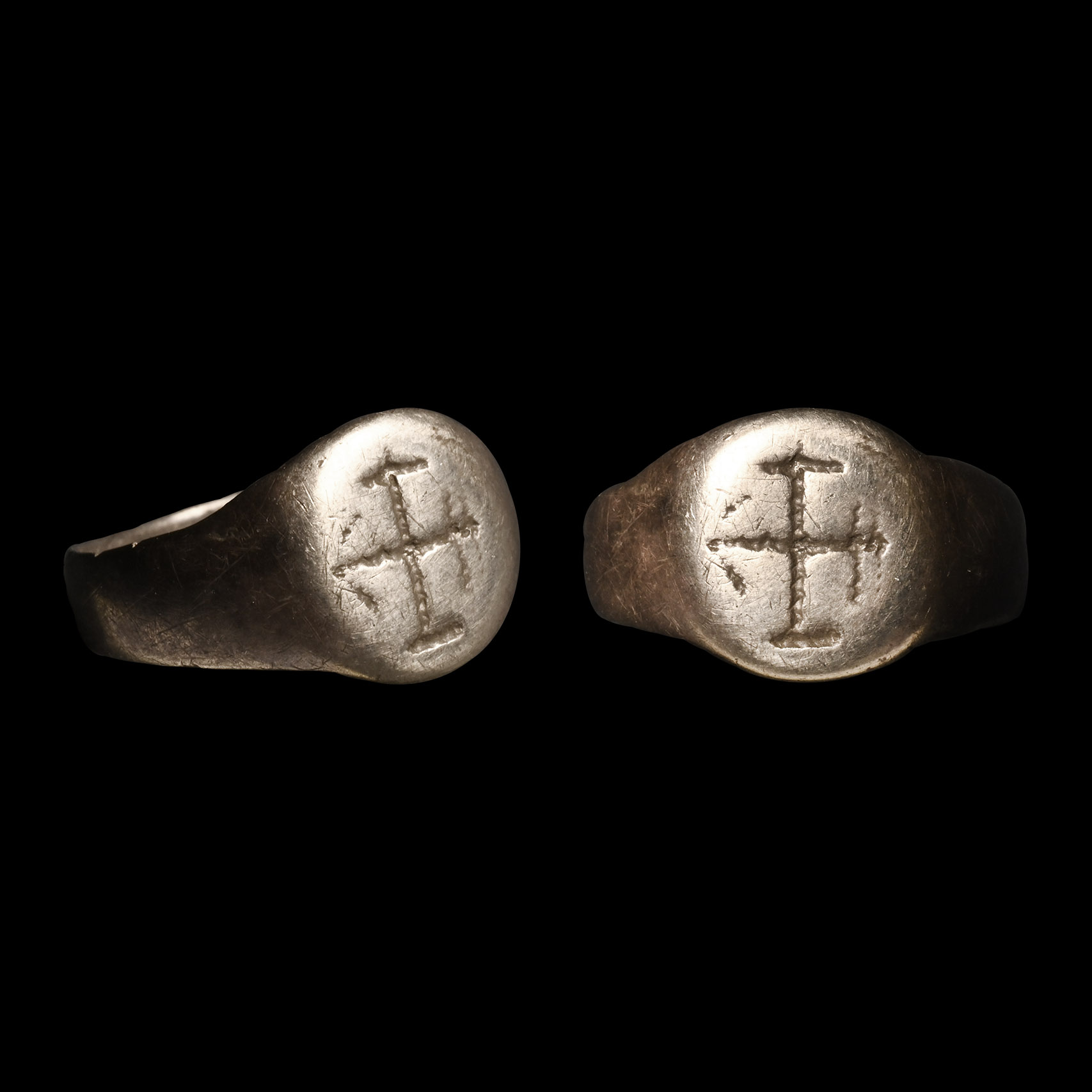 Medieval Silver Ring with Anchor Cross
