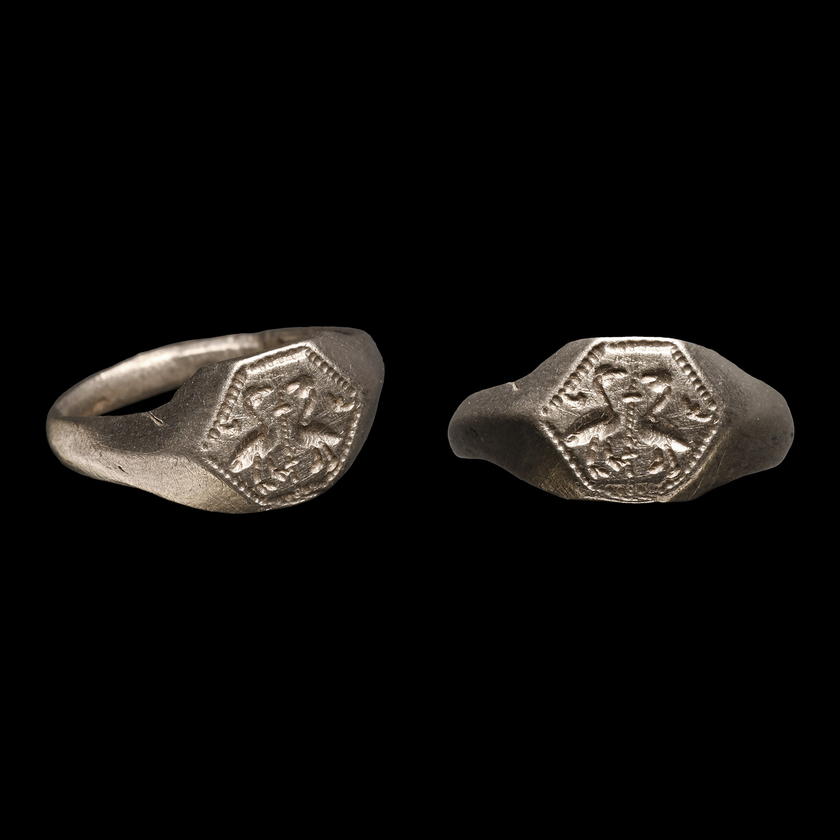 Medieval Silver Ring with Birds
