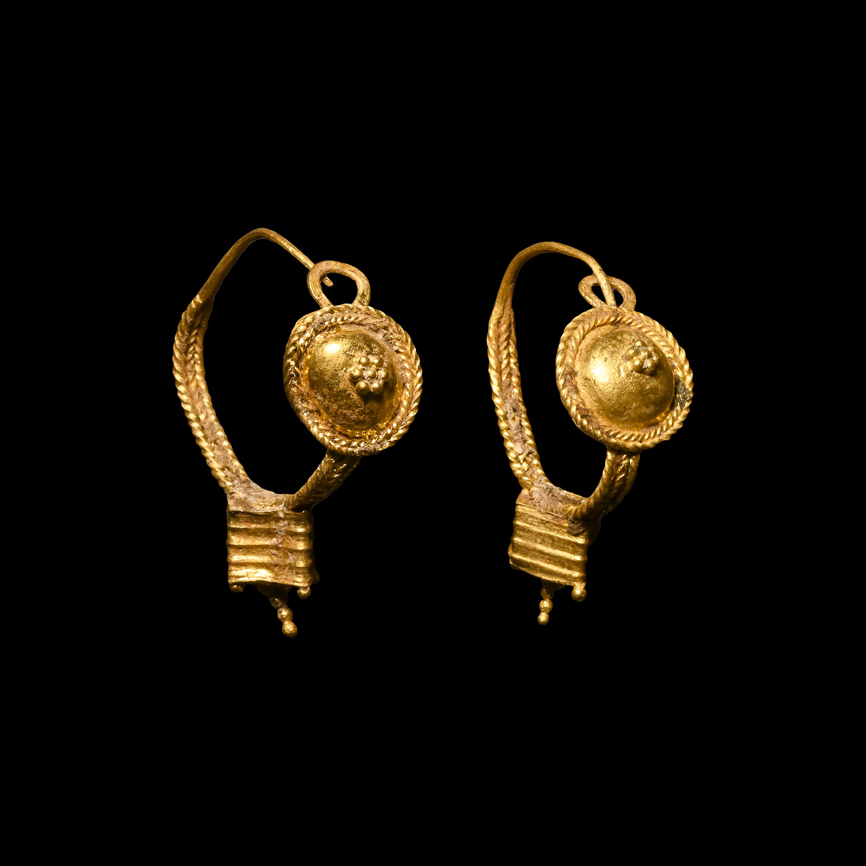 Roman Gold Earrings with Bosses