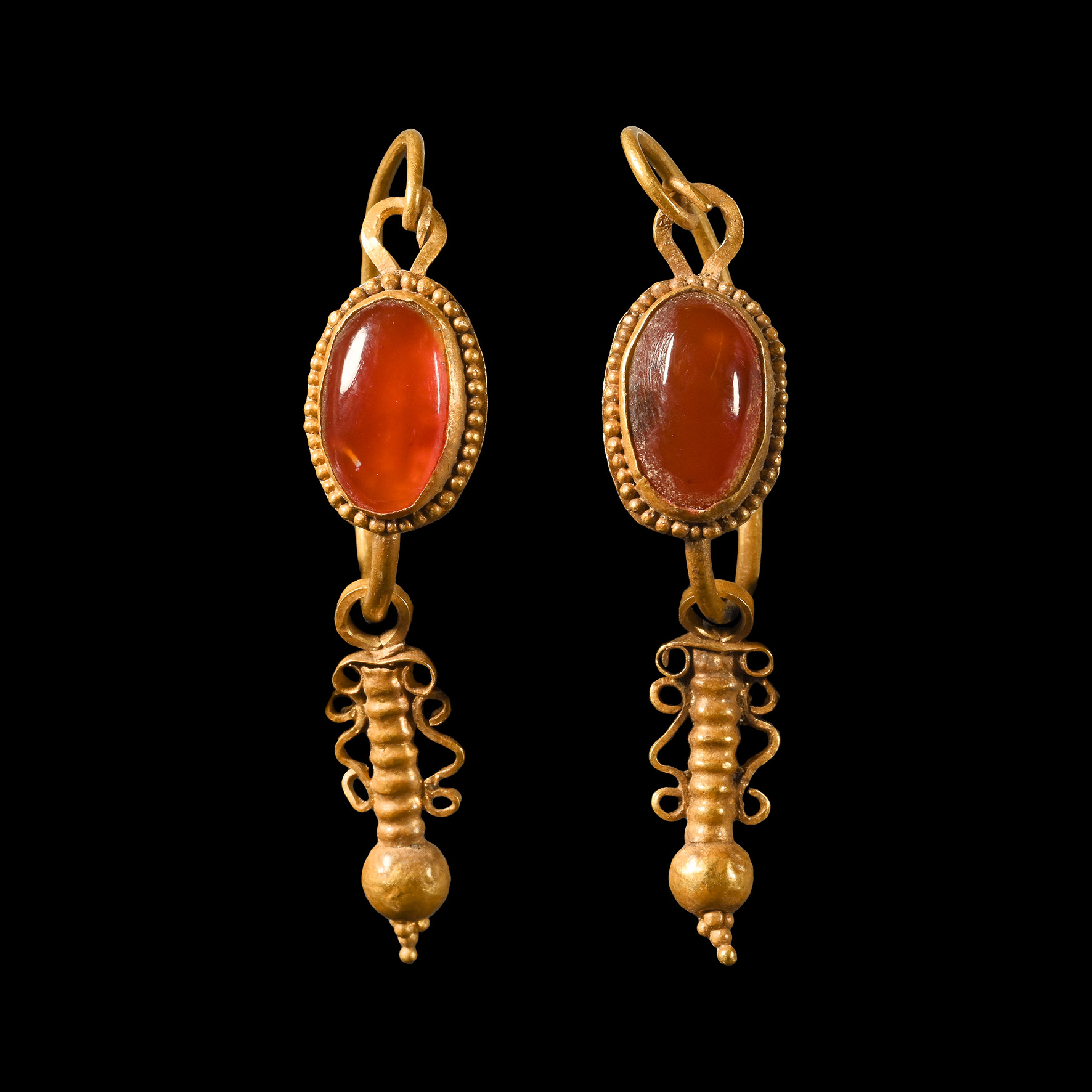Hellenistic Gold Earrings with Gemstones