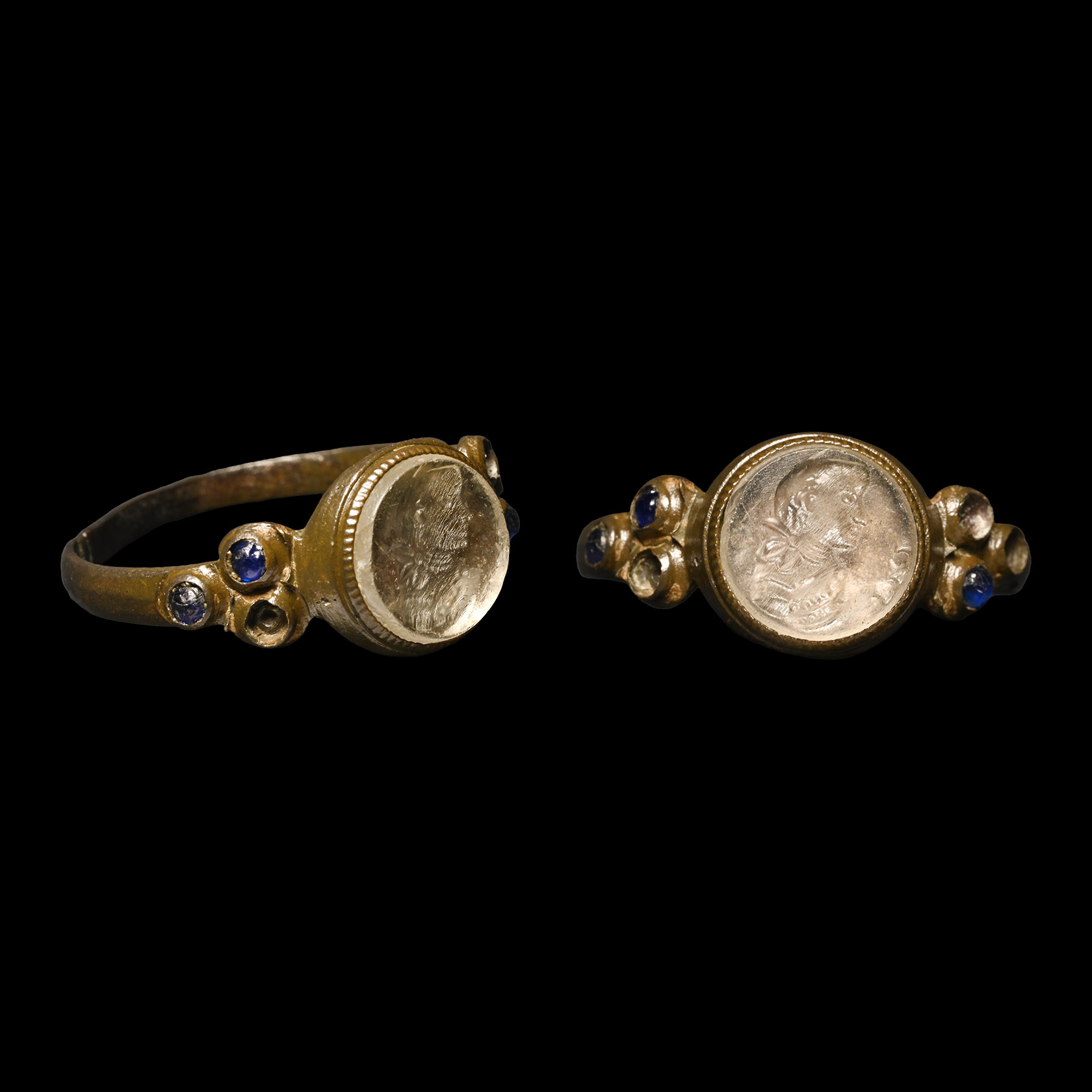 Post Medieval Bronze Ring with Bust Intaglio