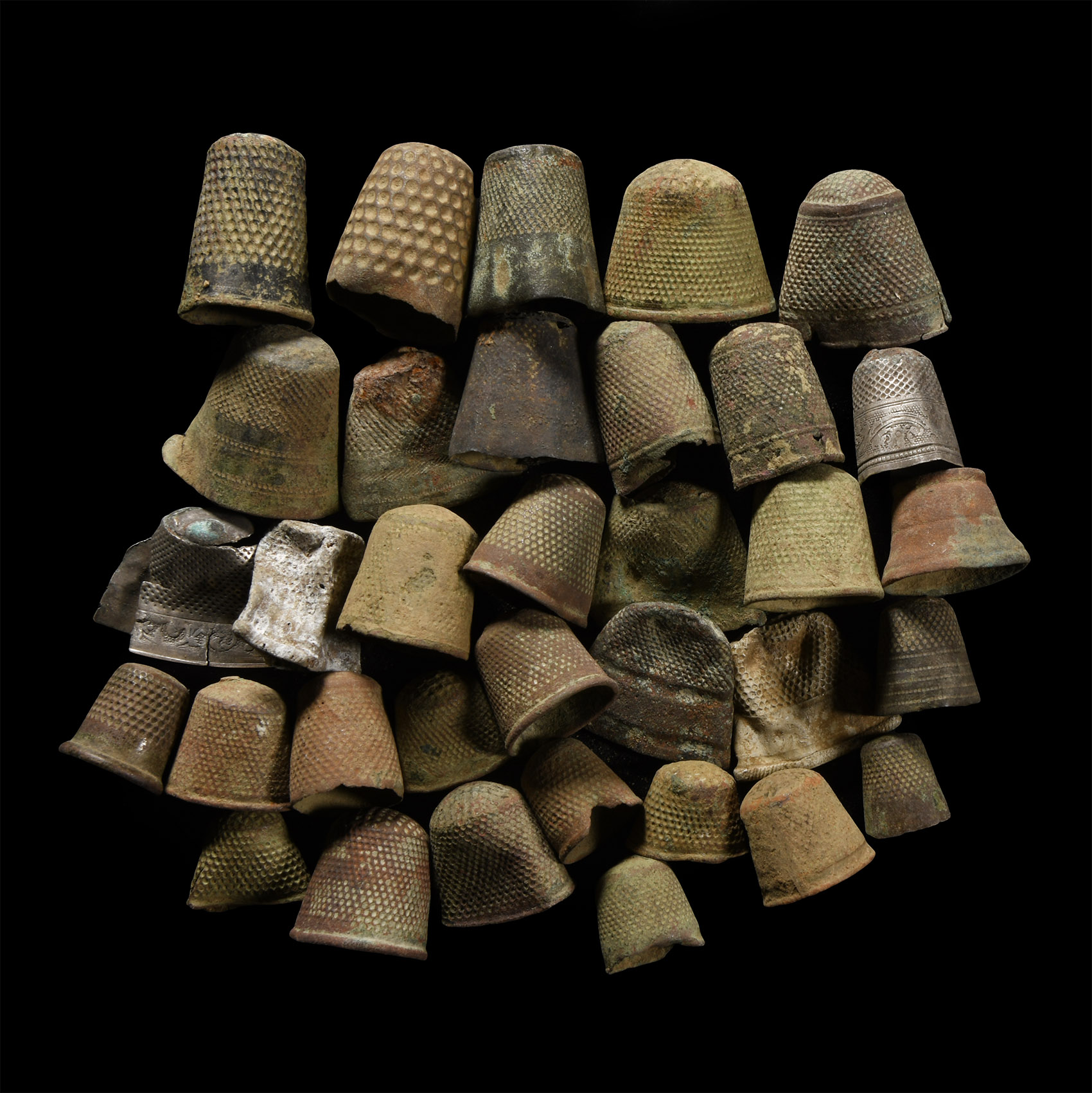 Post Medieval Bronze and Silver Thimble Group