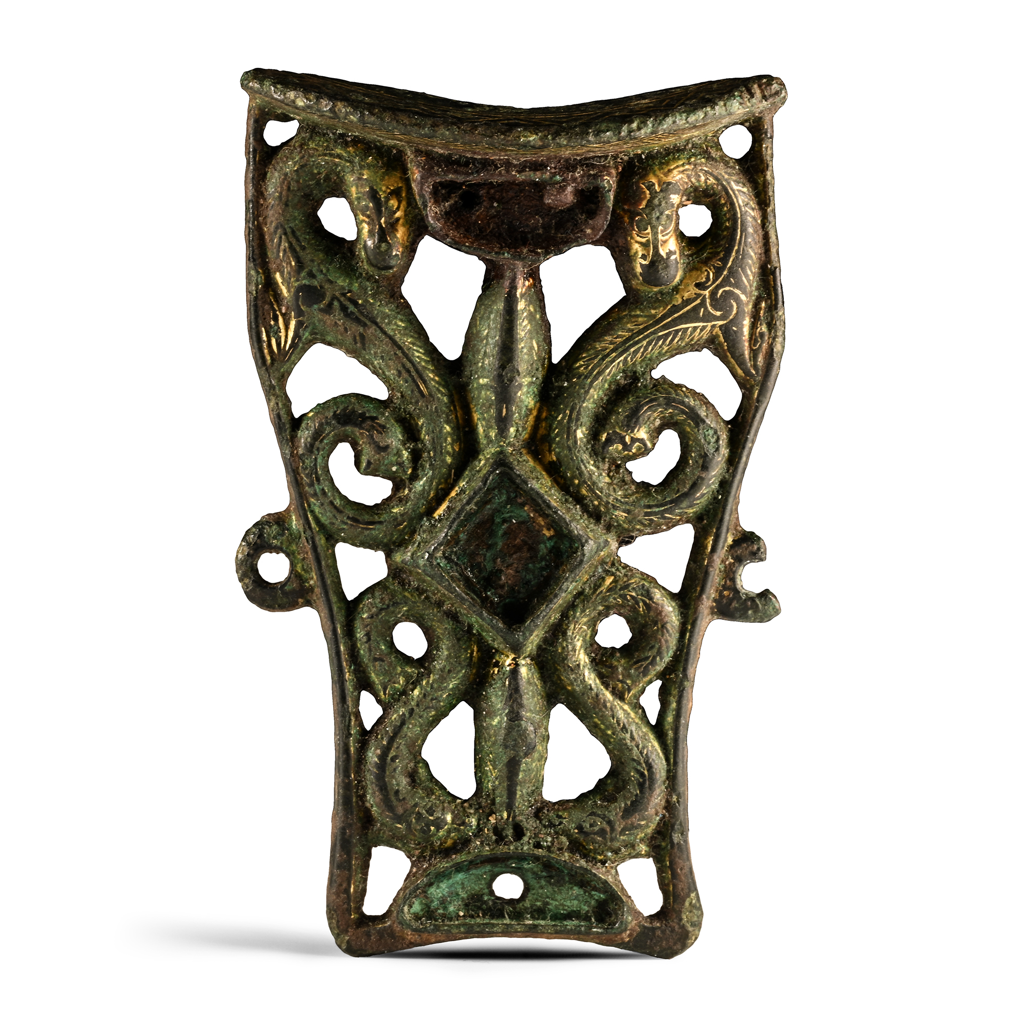 'The Bassetlaw' Hiberno-Saxon Gilt Bronze Mount with Dragons