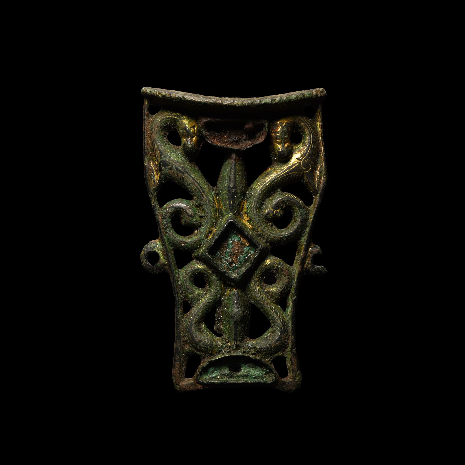 'The Bassetlaw' Hiberno-Saxon Gilt Bronze Mount with Dragons