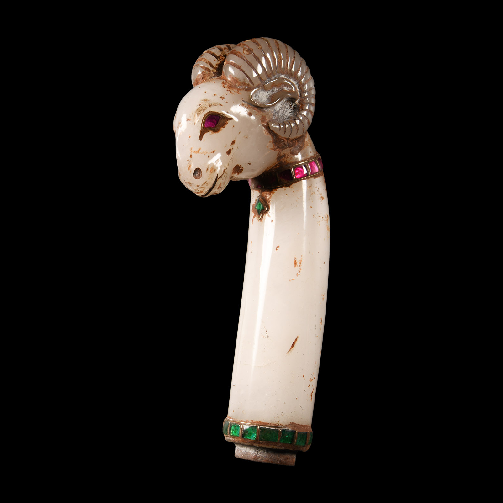 Stone Ram's Head Dagger Handle with Rubies