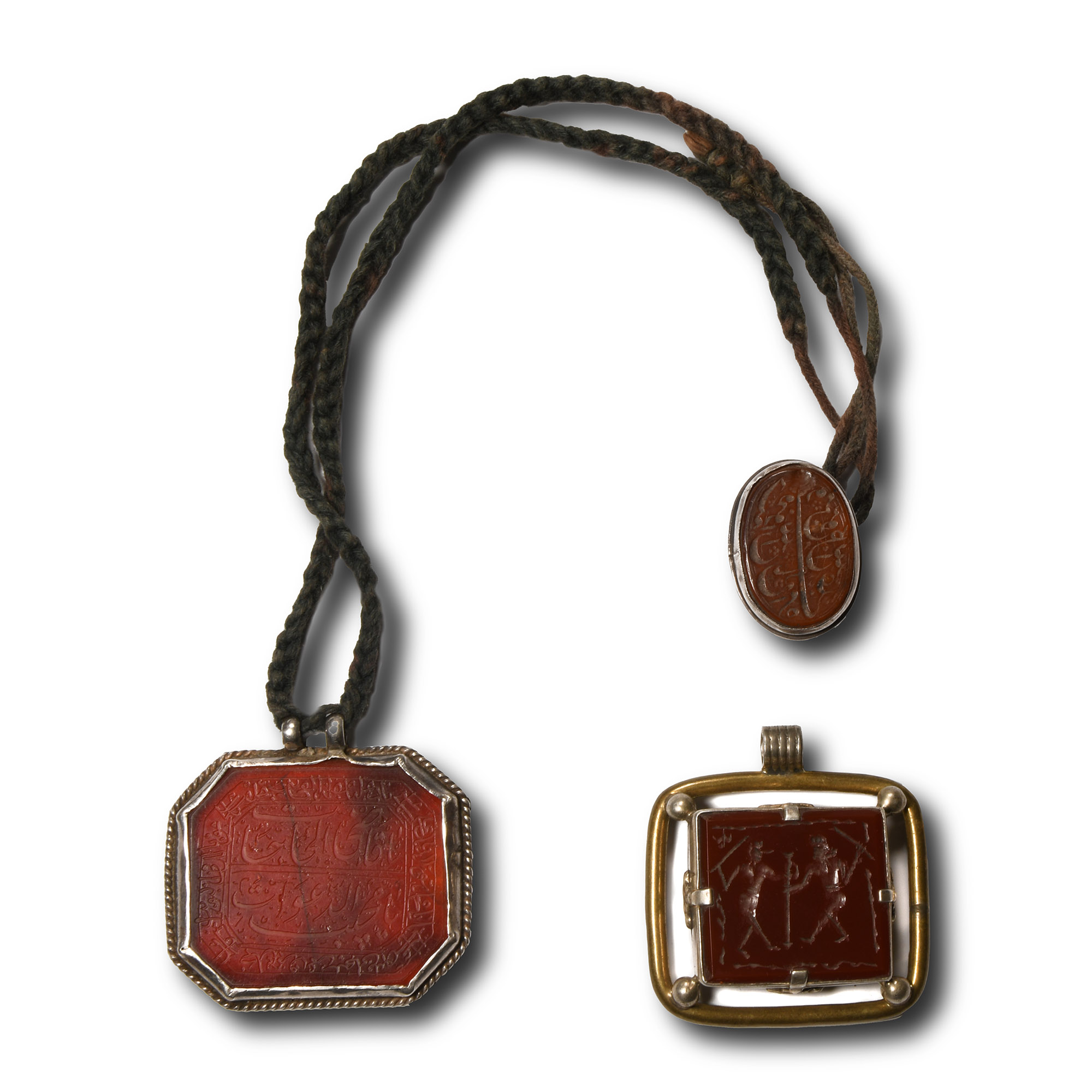Pendant Group with Carnelian Calligraphic Inlays