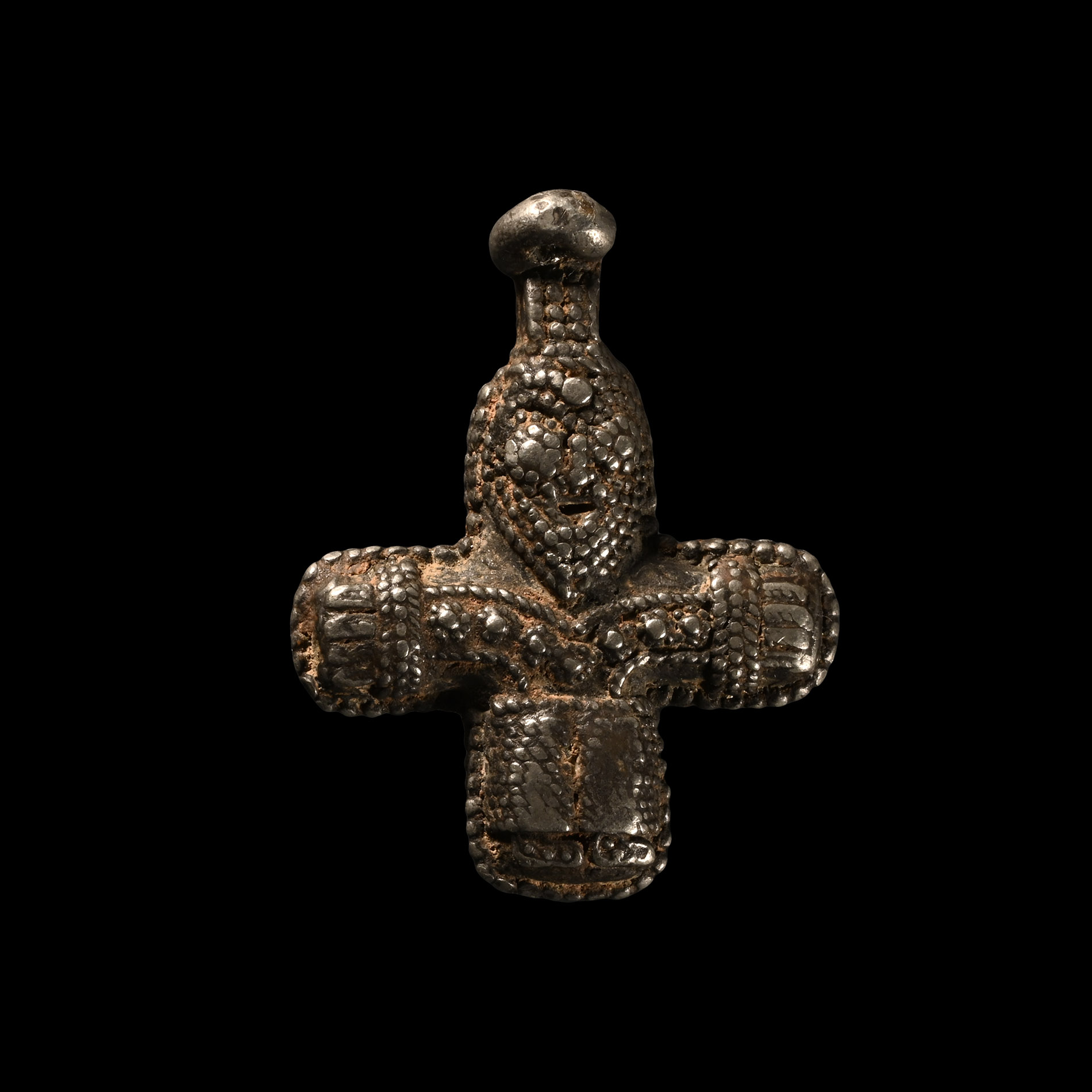 Viking White Metal Filigree Crucifix Pendant
