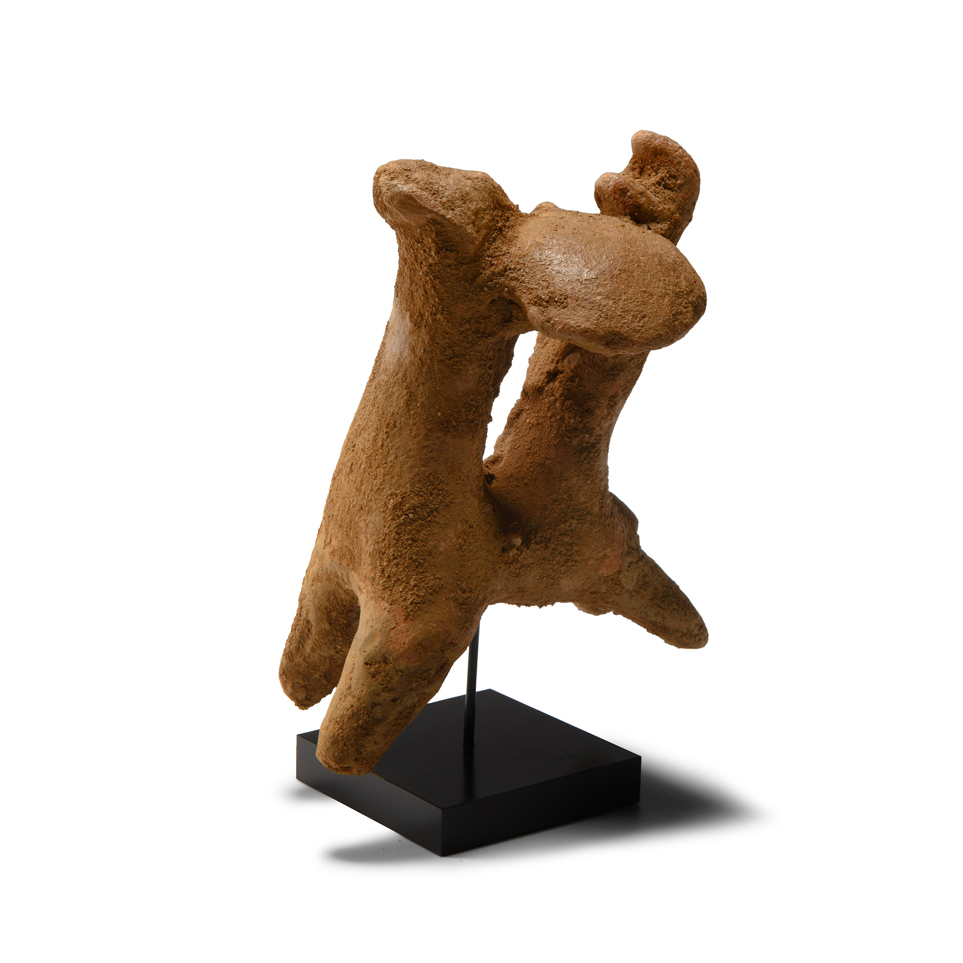 Archaic Greek Terracotta Figure of Mounted Warrior with Shield