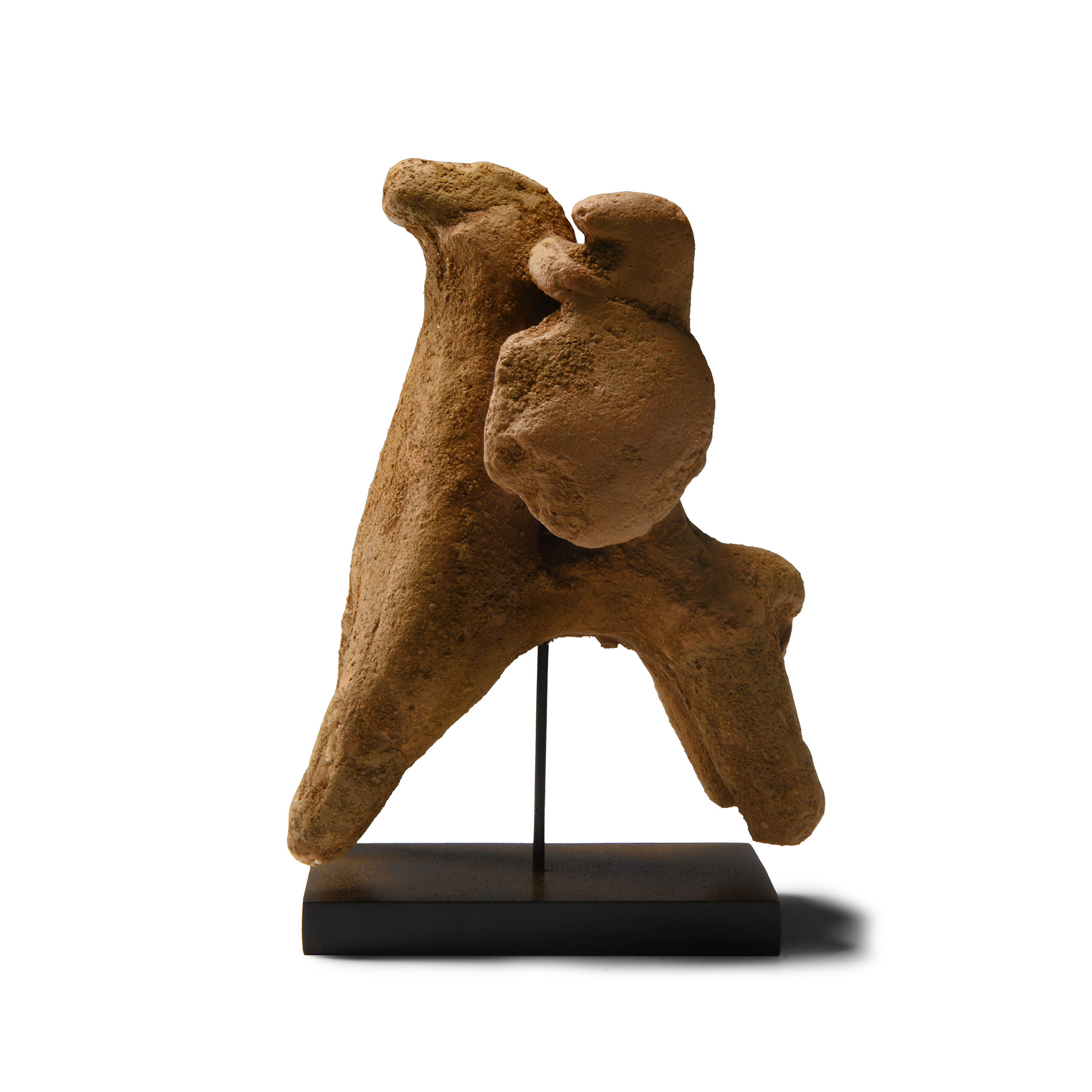 Archaic Greek Terracotta Figure of Mounted Warrior with Shield