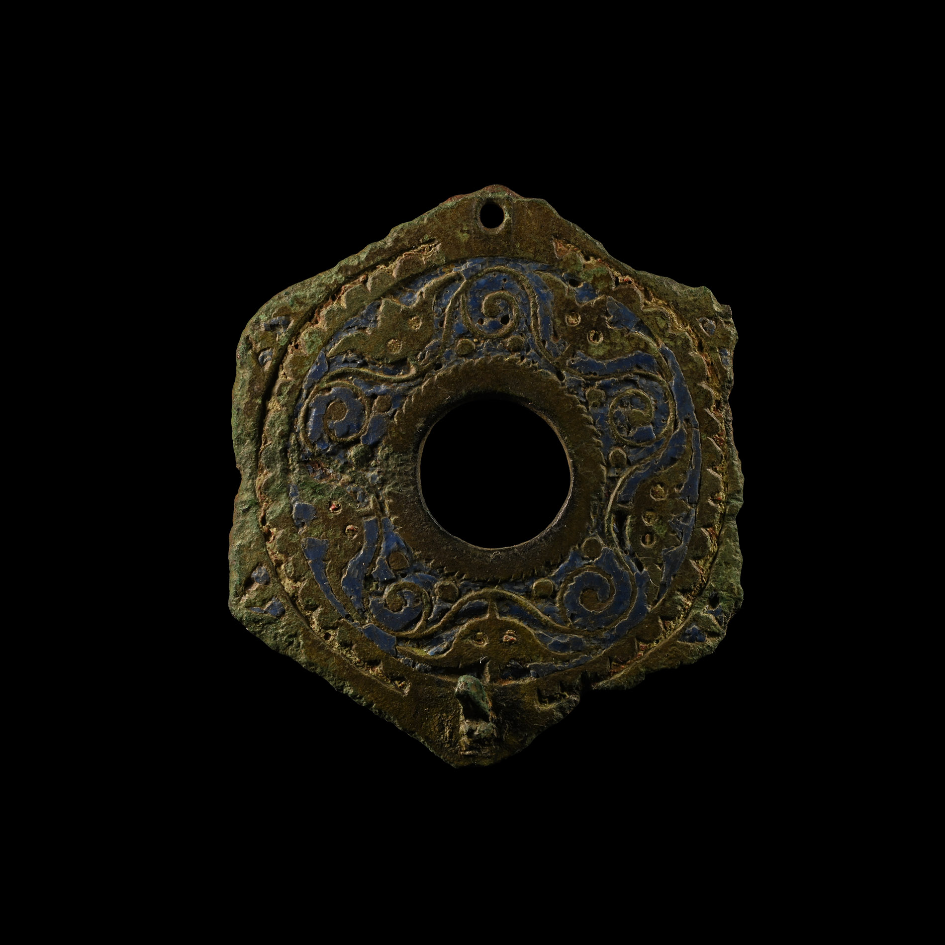 Romano-British Enamelled Bronze Lid of a Pyxis