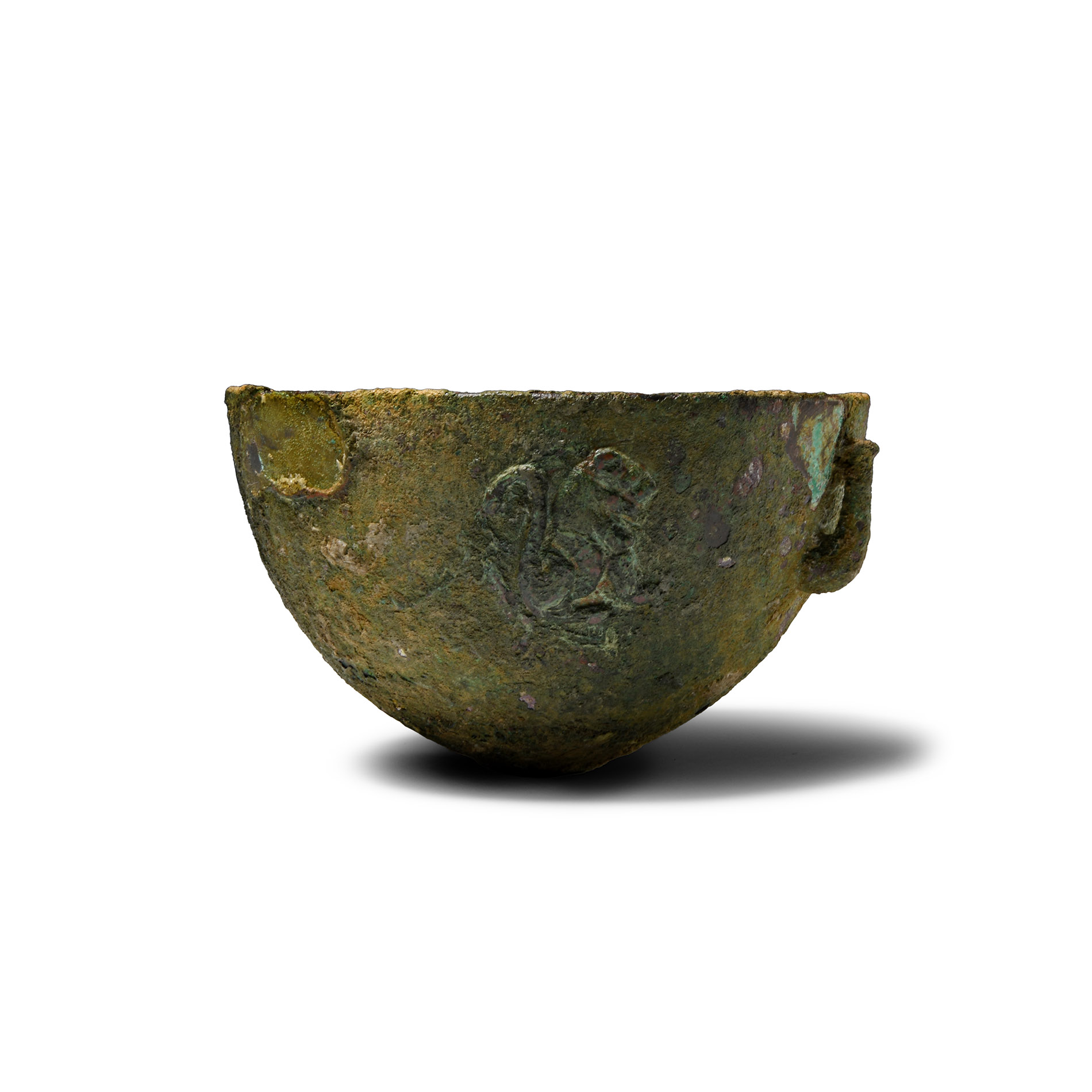 Proto Elamite Bronze Bowl with Seated Lions
