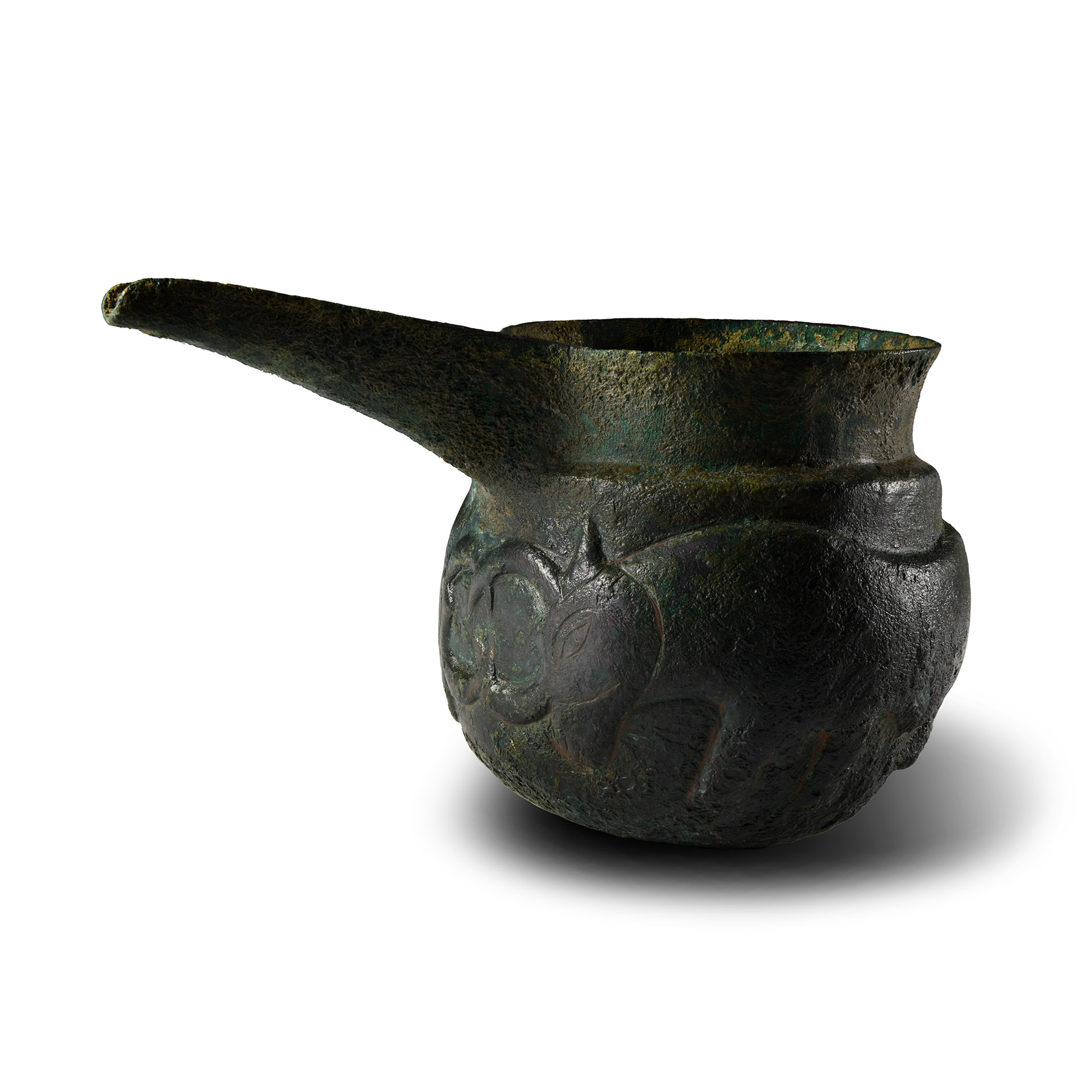 Luristan Bronze Spouted Vessel with Attacking Bulls