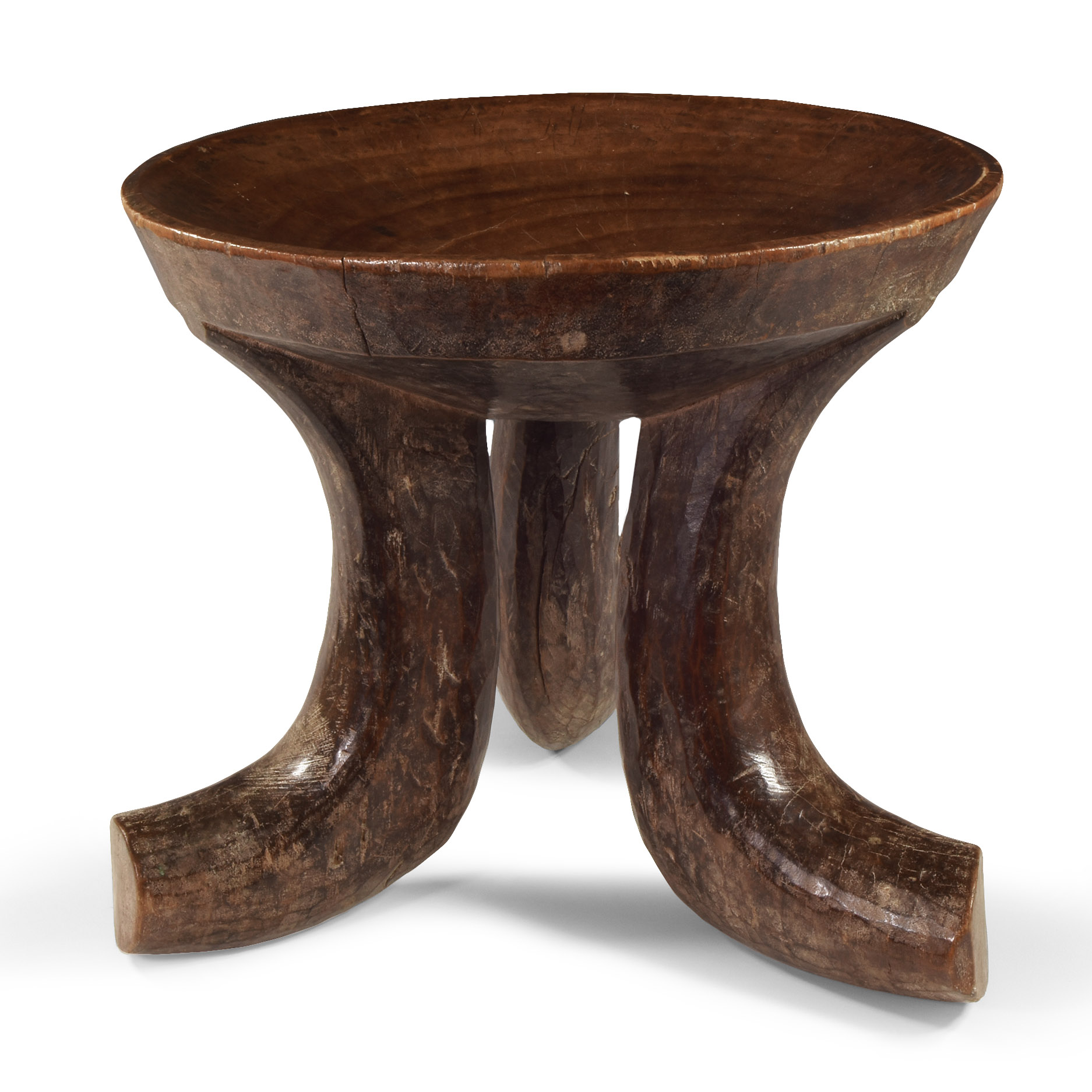 African Tribal Wooden Three-Legged Stool