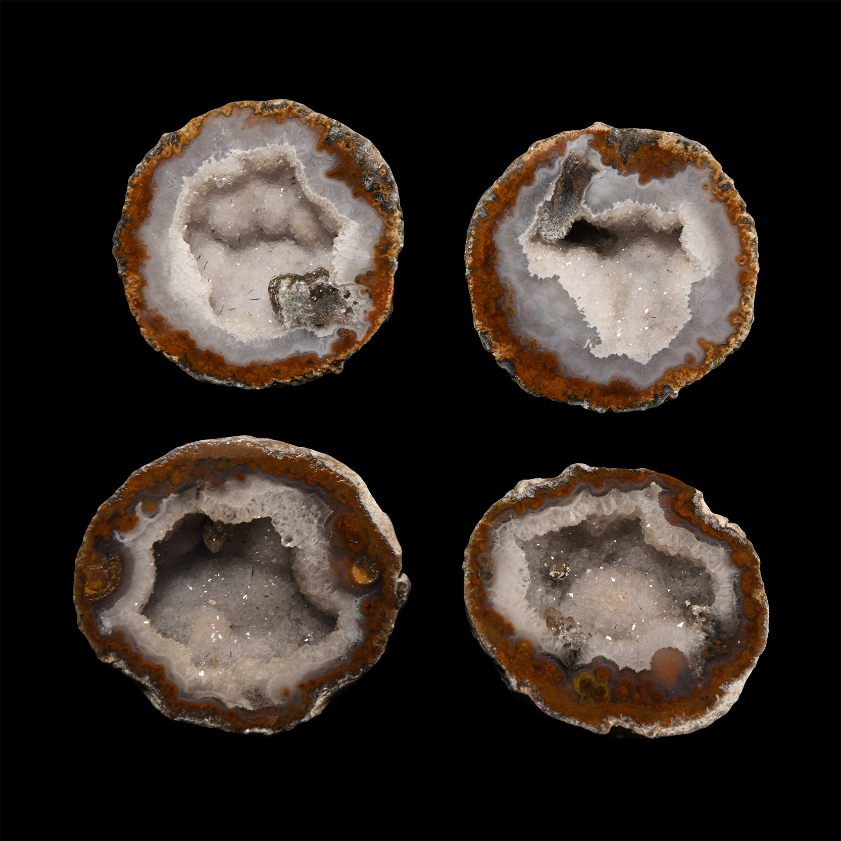 Natural History - Mixed Cut and Polished Agate Crystal Geode Half Group