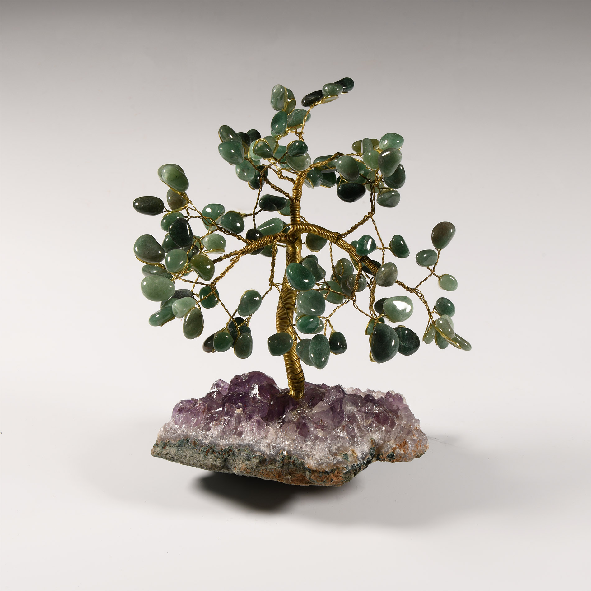 Natural History - Aventurine Gem Tree on Amethyst Crystal Geode Section