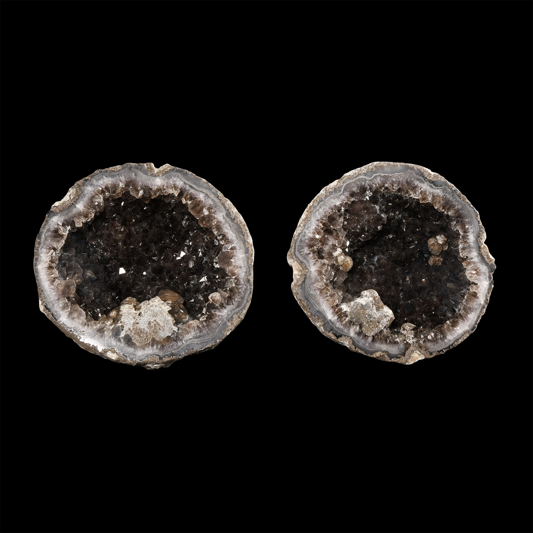 Natural History - Cut and Polished Amethyst Crystal Geode Pair