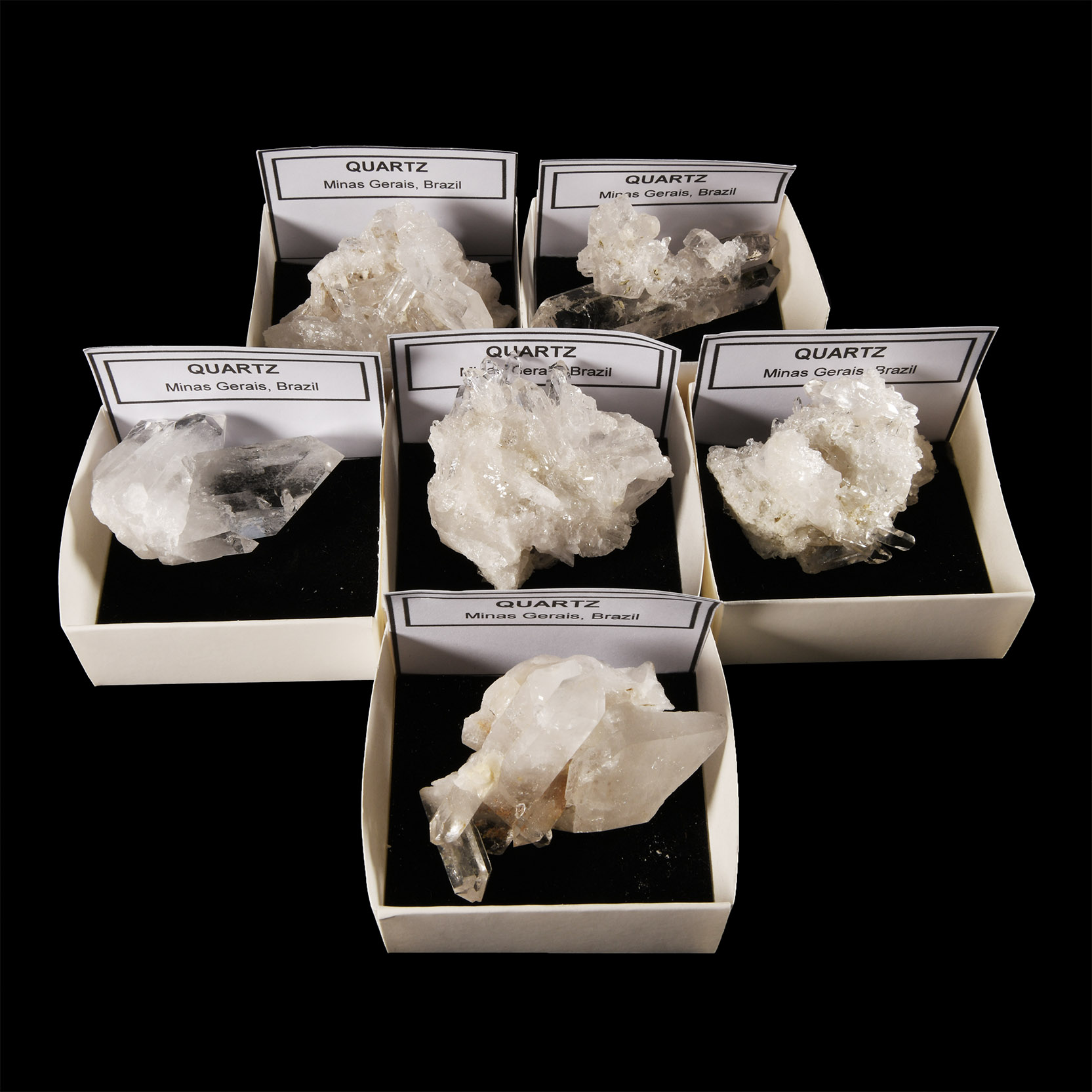 Natural History - Boxed Quartz Crystal Display Specimen Group [6]