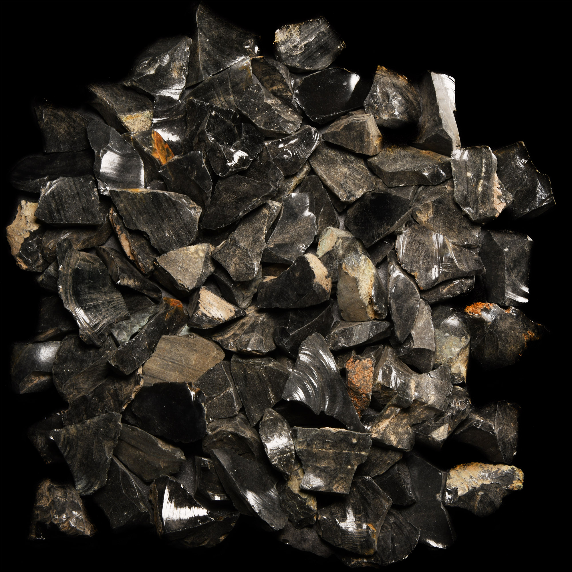 Natural History - Black Obsidian 'Volcanic Glass' Specimen Group [100]