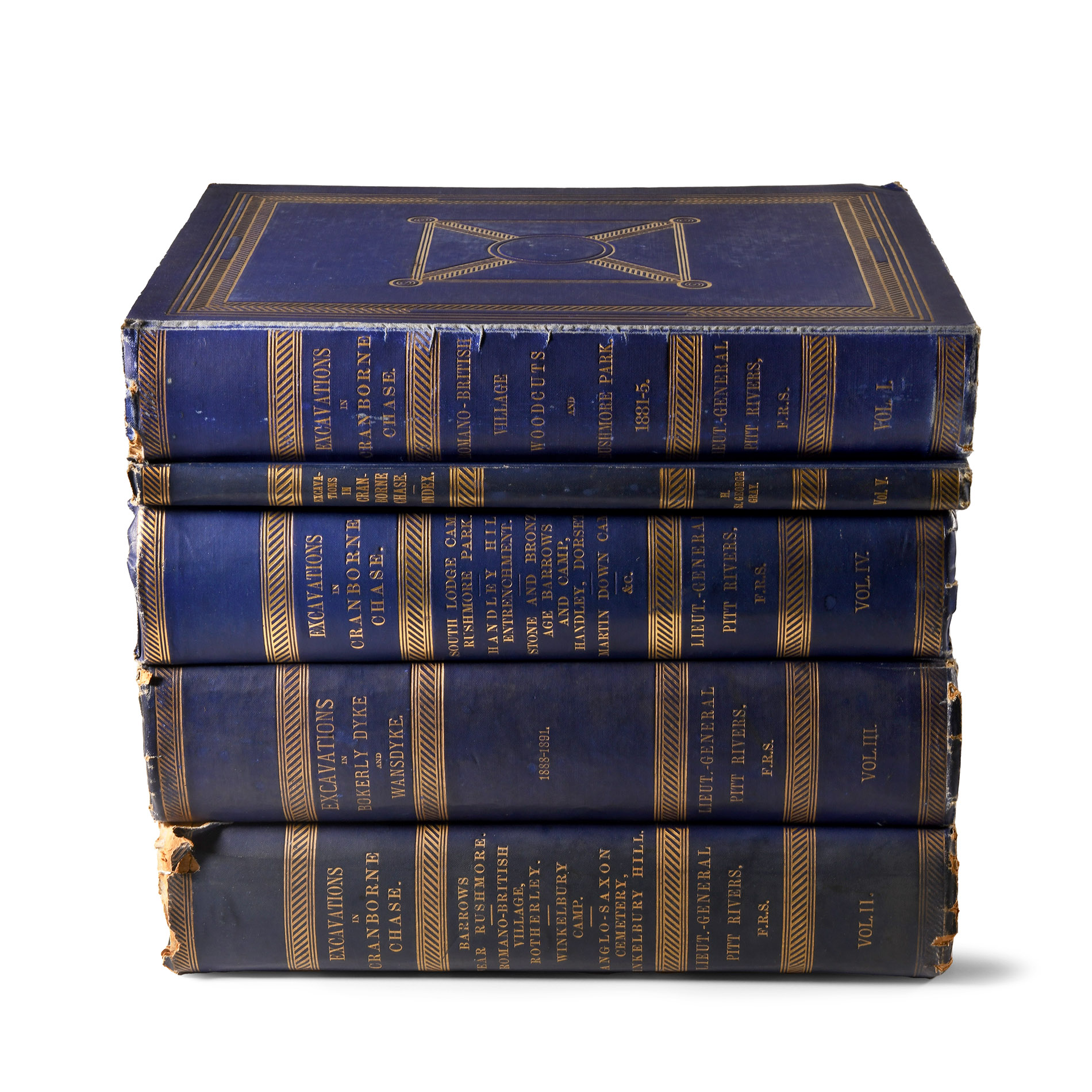 Archaeological Books - Pitt-Rivers - Excavations in Cranborne Chase, Vols 1-5