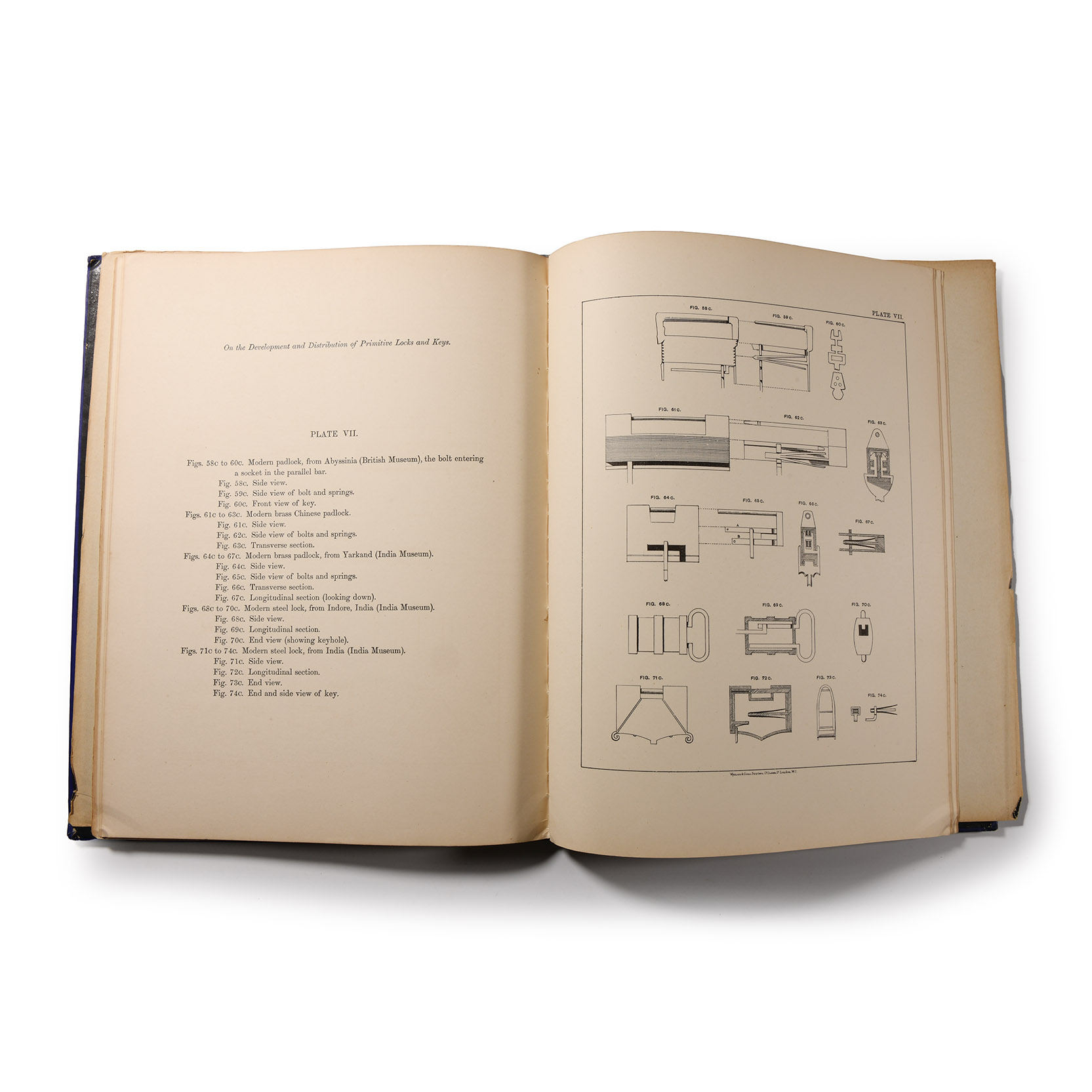 Archaeological Books - Pitt-Rivers - On the Development of Primitive Locks and Keys