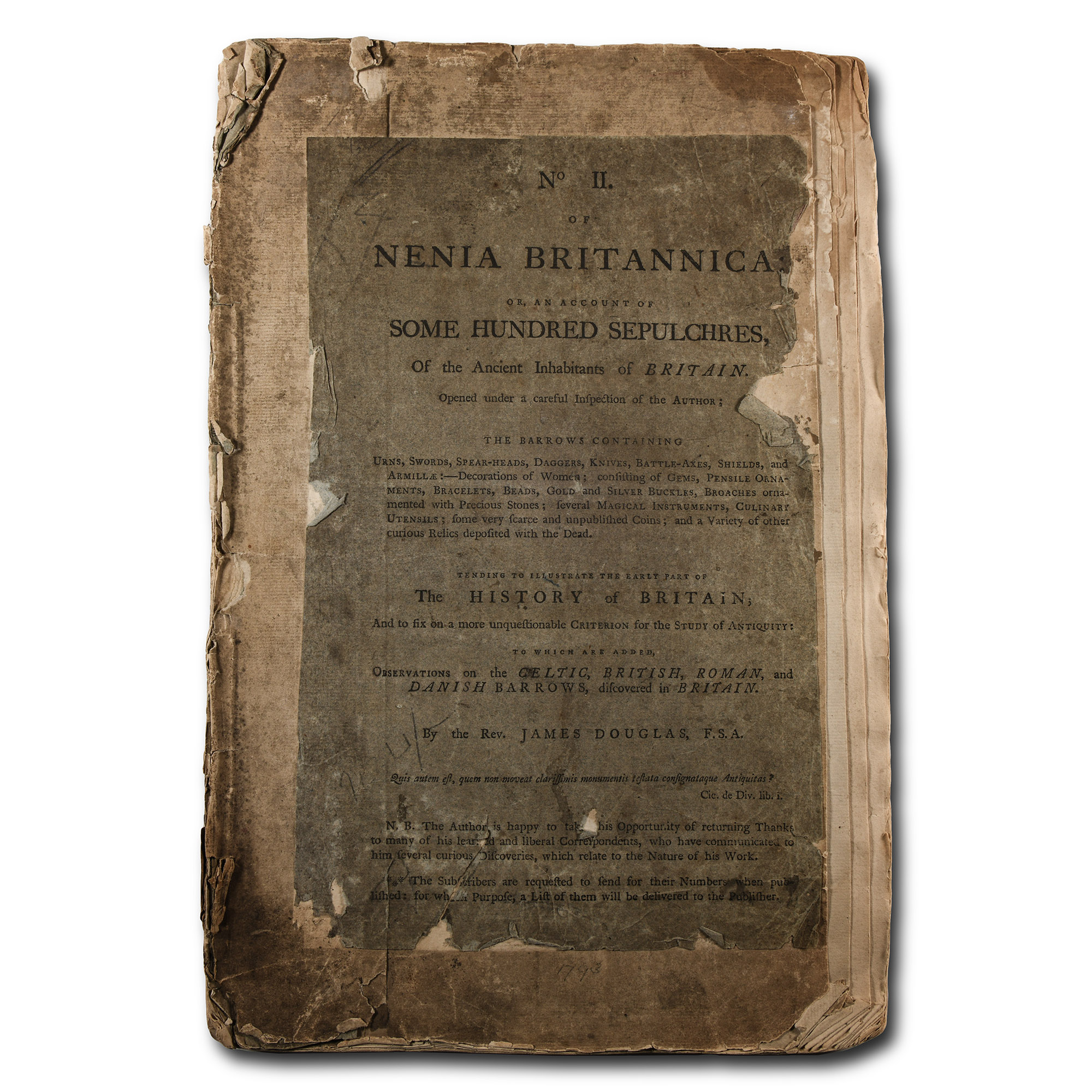 Archaeological Books - Douglas - Nenia Britannica or, an Account of Some Hundred Sepulchres, of the Ancient Inhabitants of Britain