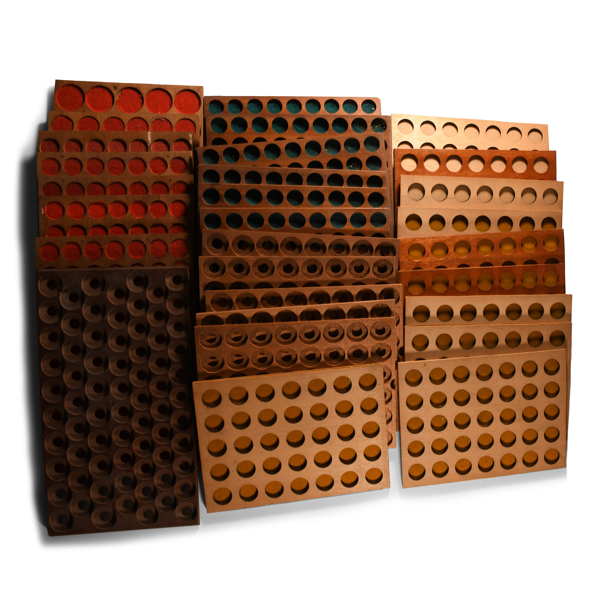 Mixed Wooden Coin Cabinet Tray Group