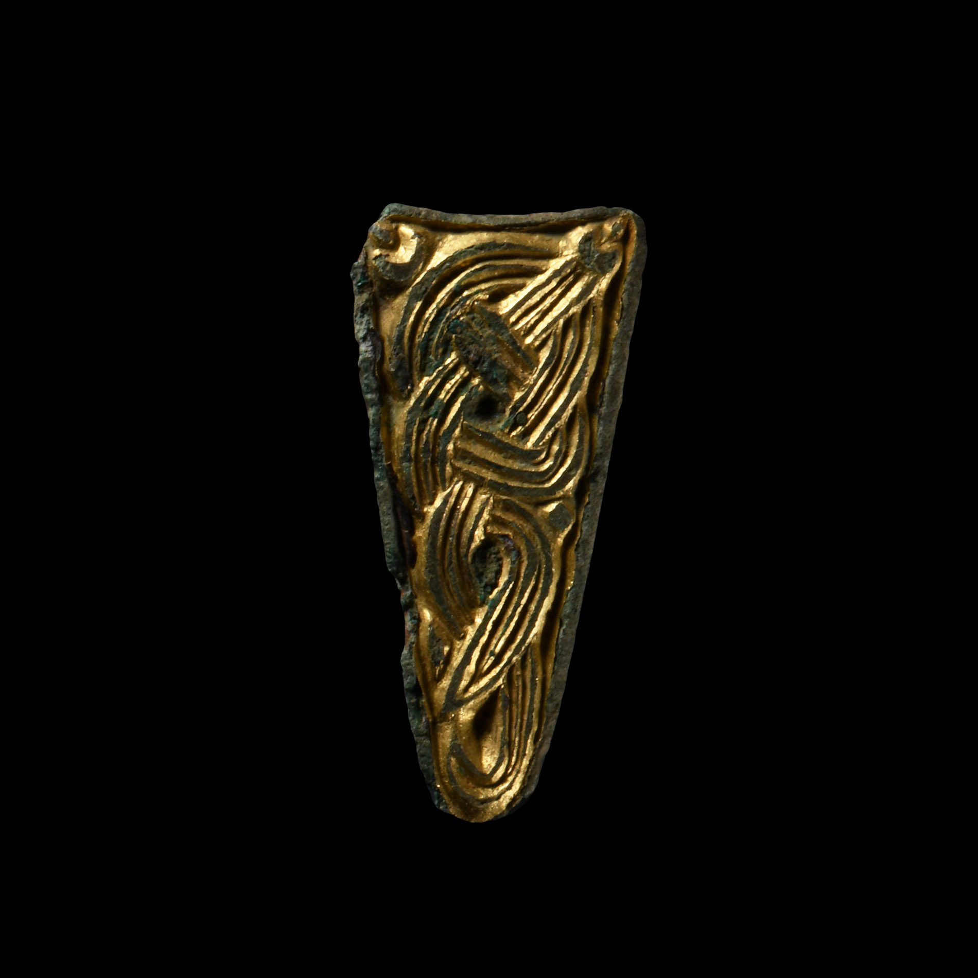 Anglo-Saxon Gilt Bronze Interlaced Belt Mount