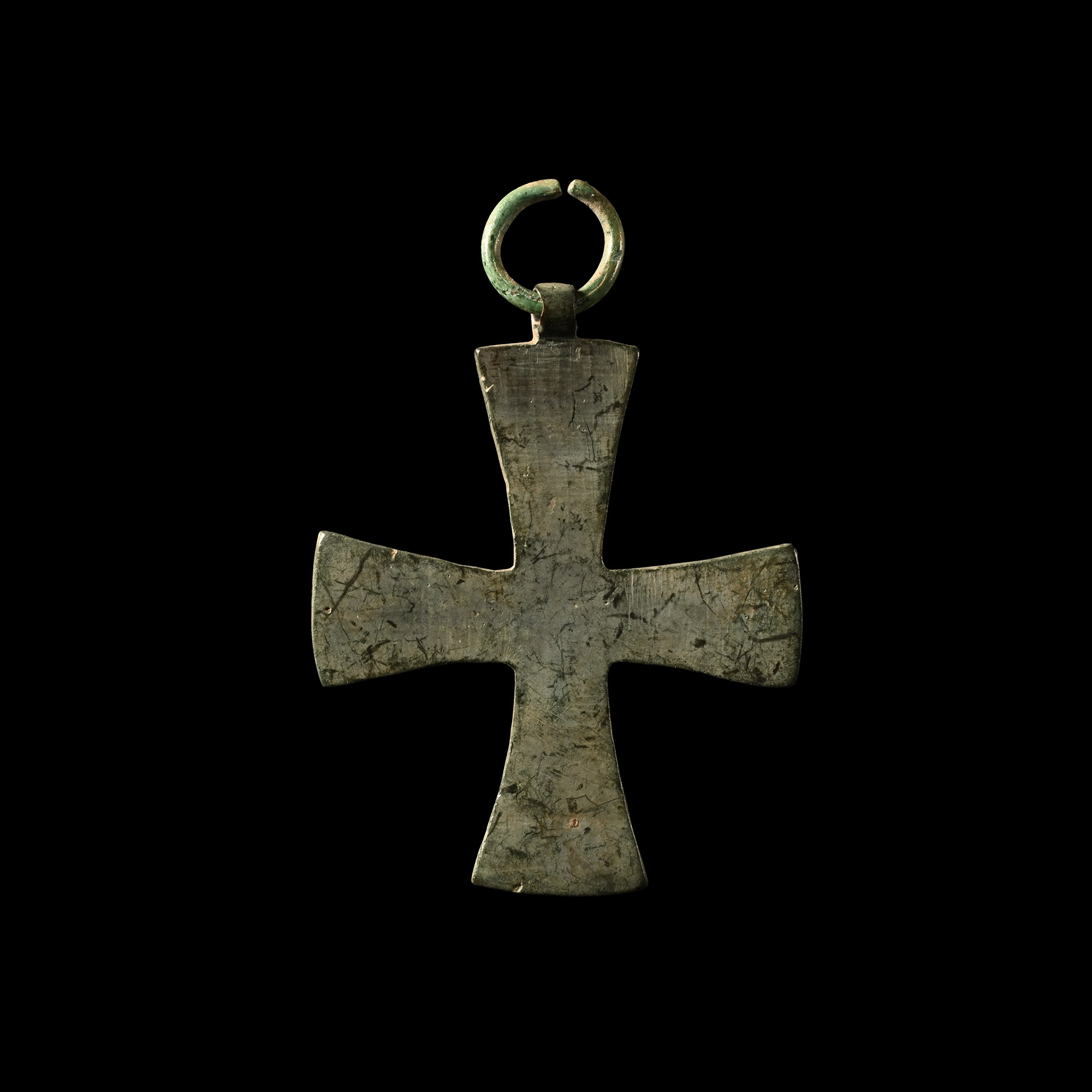 Byzantine Bronze Inscribed Cross Pendant