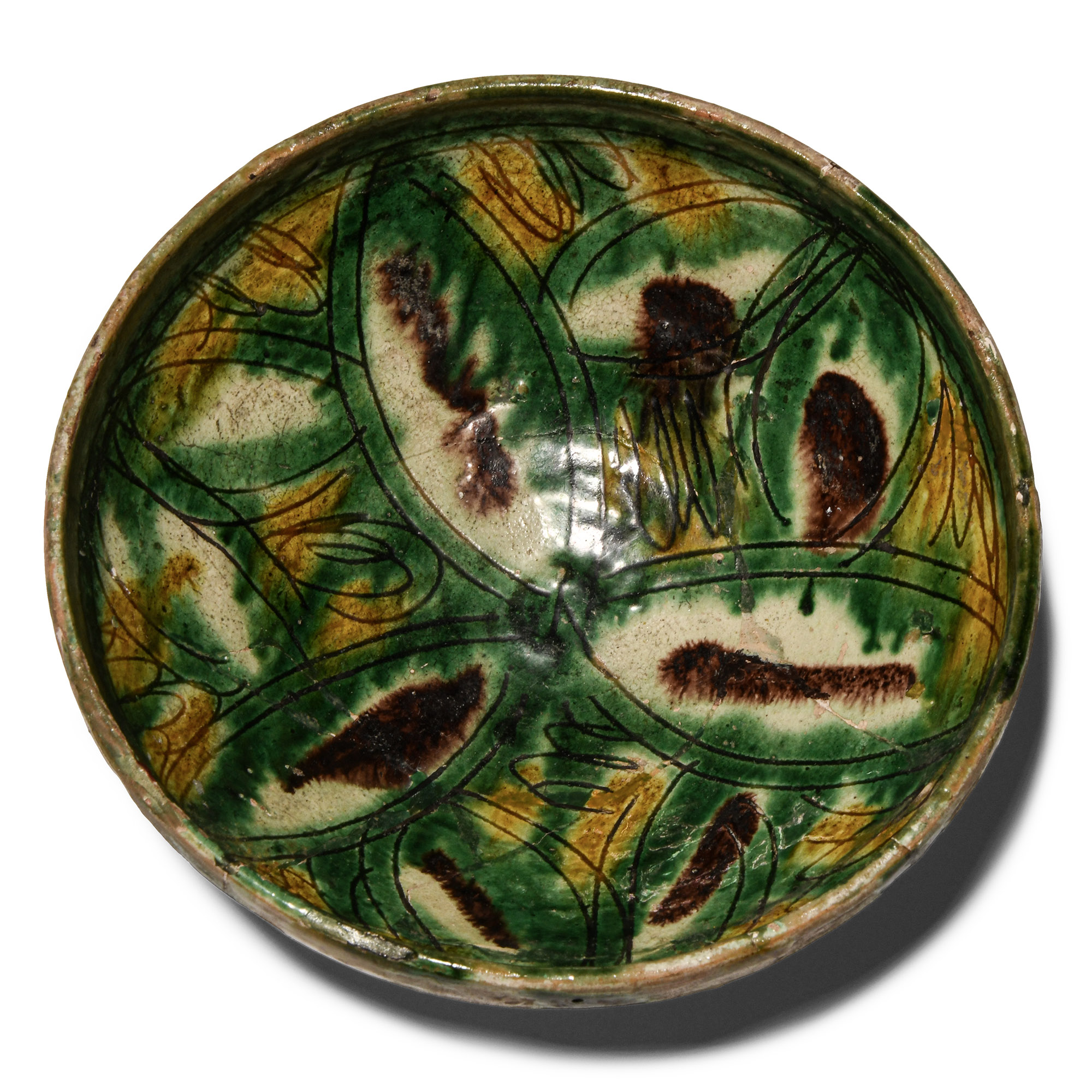 Byzantine Green Glazed Sgraffito-Ware Bowl