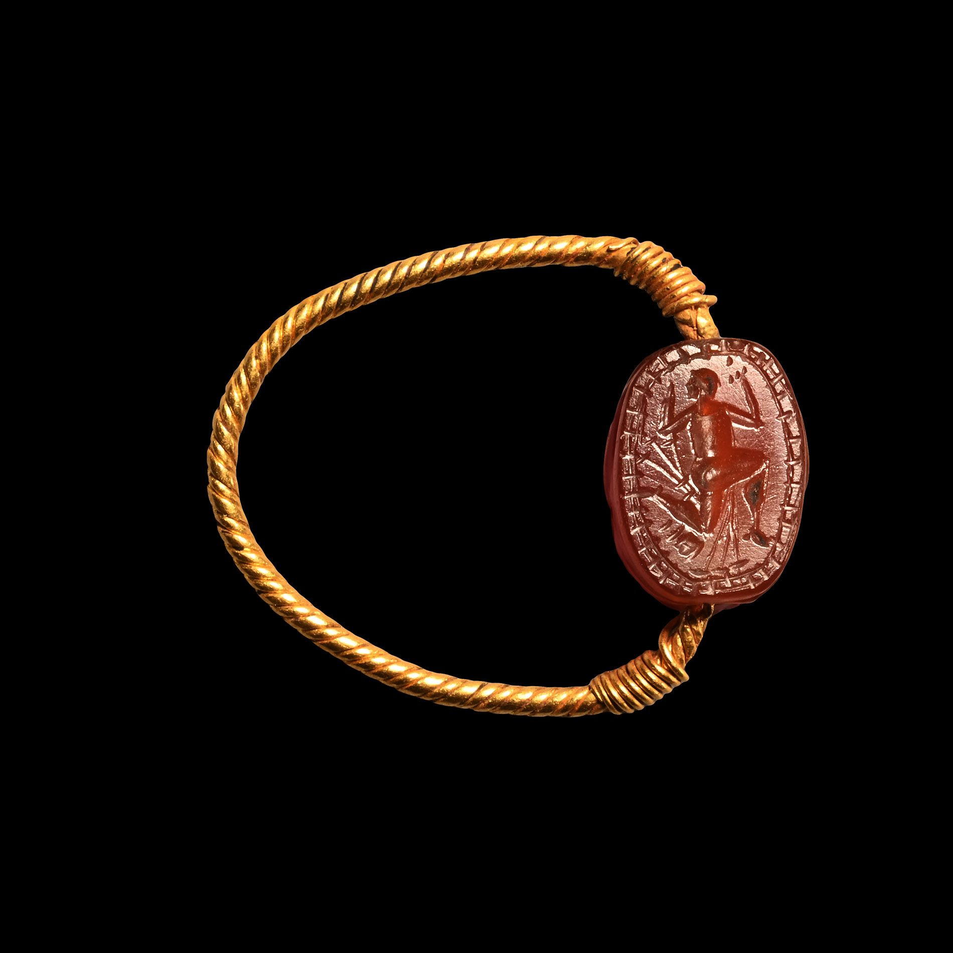 Etruscan Carnelian Scarab Gold Ring