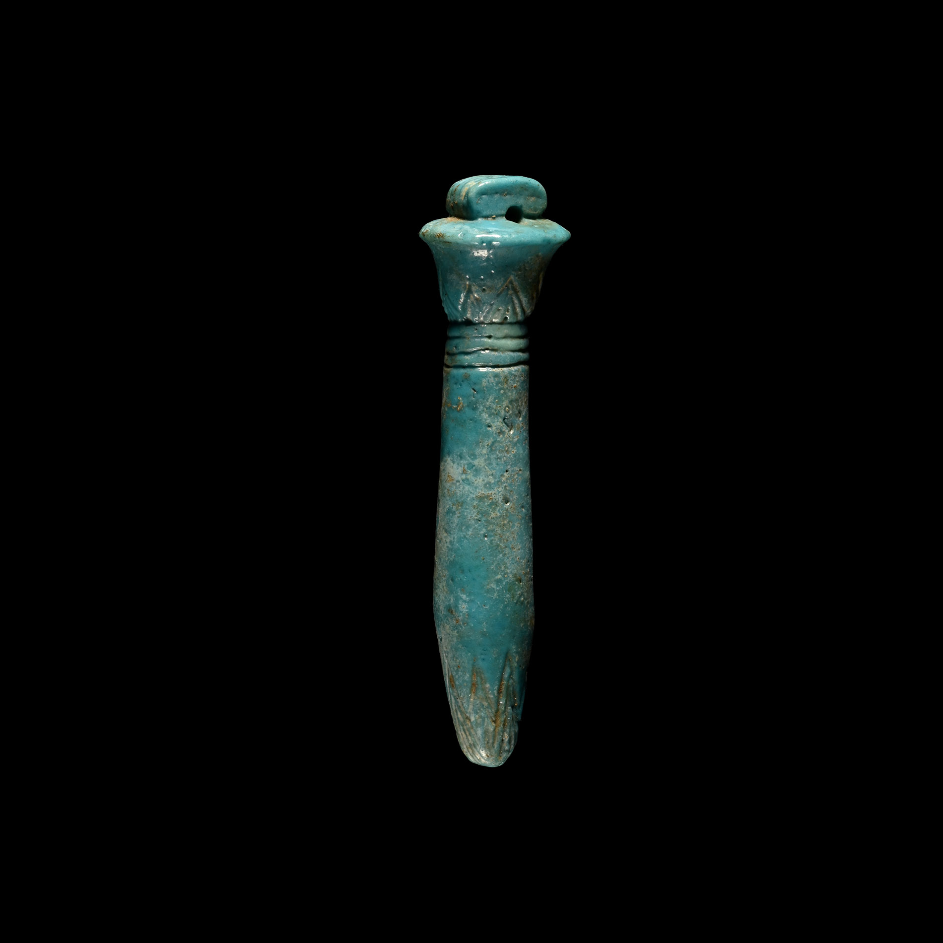 Large Egyptian Faience Papyrus Amulet Pendant