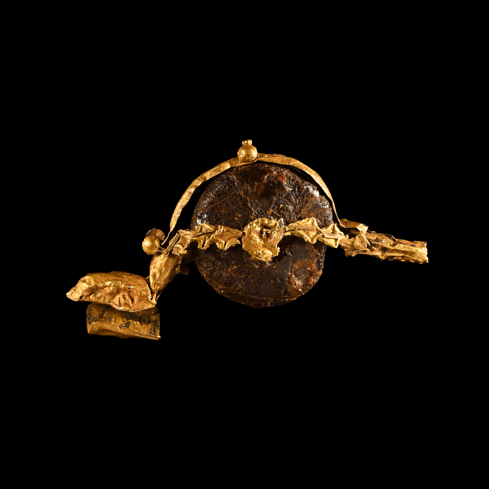 Etruscan Gold Fibula with Amber Disc
