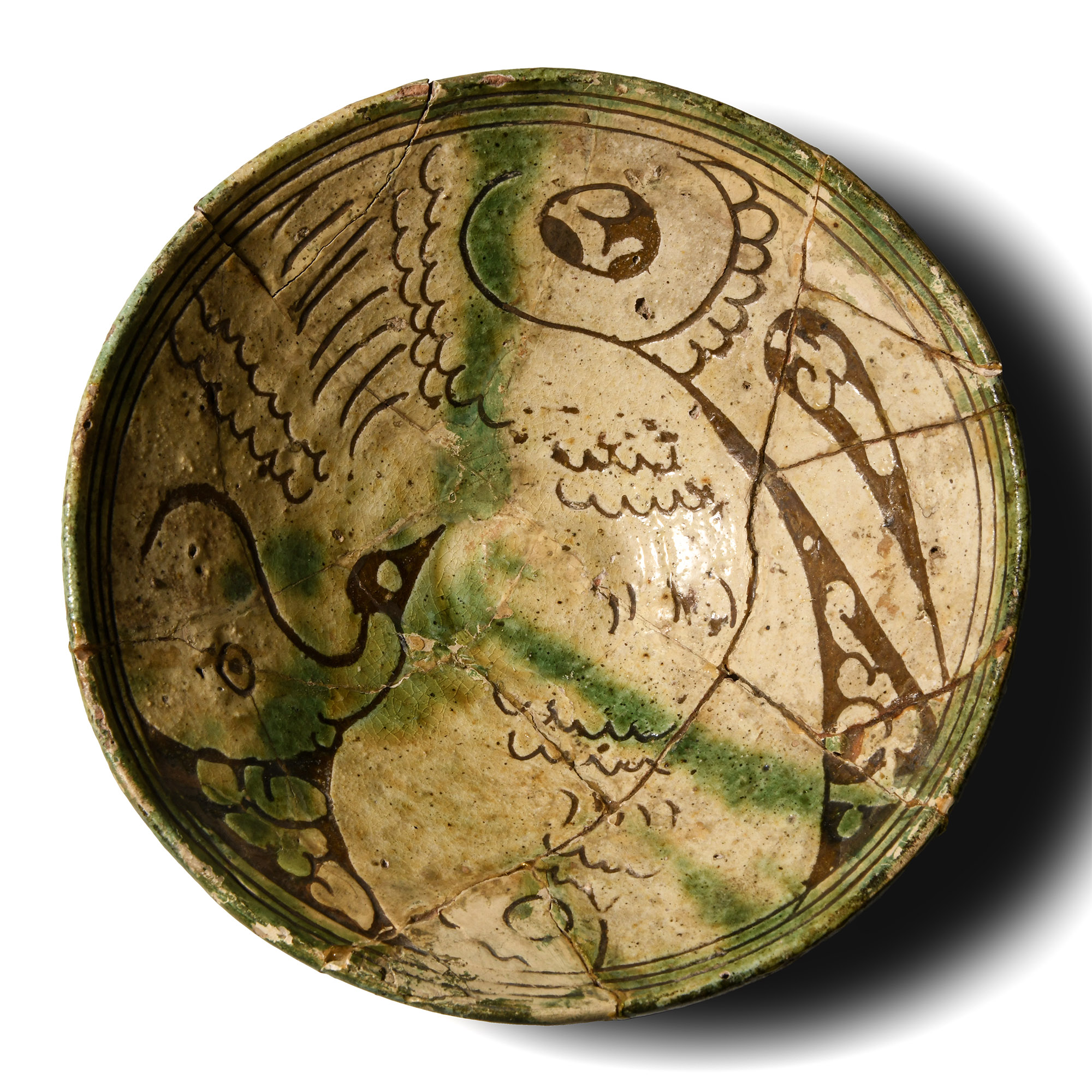Byzantine Green Glazed Sgraffito-Ware Bowl