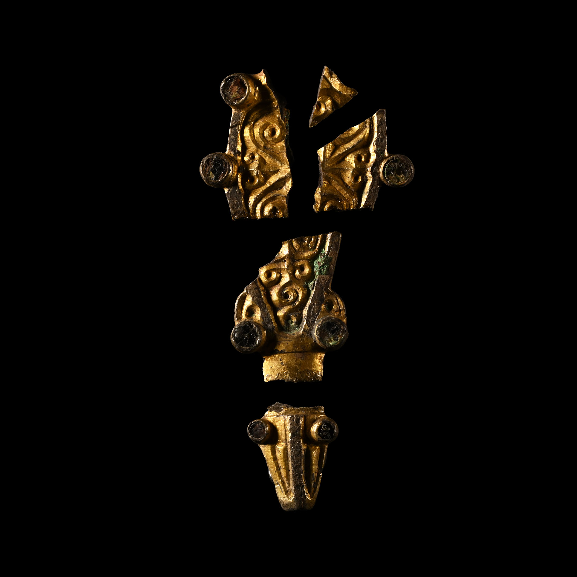 Merovingian Gilt Bronze Brooch Fragments